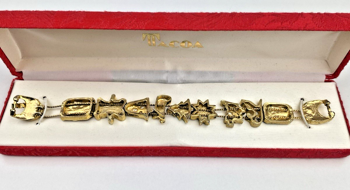Vintage Tacoa Slide Bracelet Velvet Red Presentation Box Estate Christmas NIB