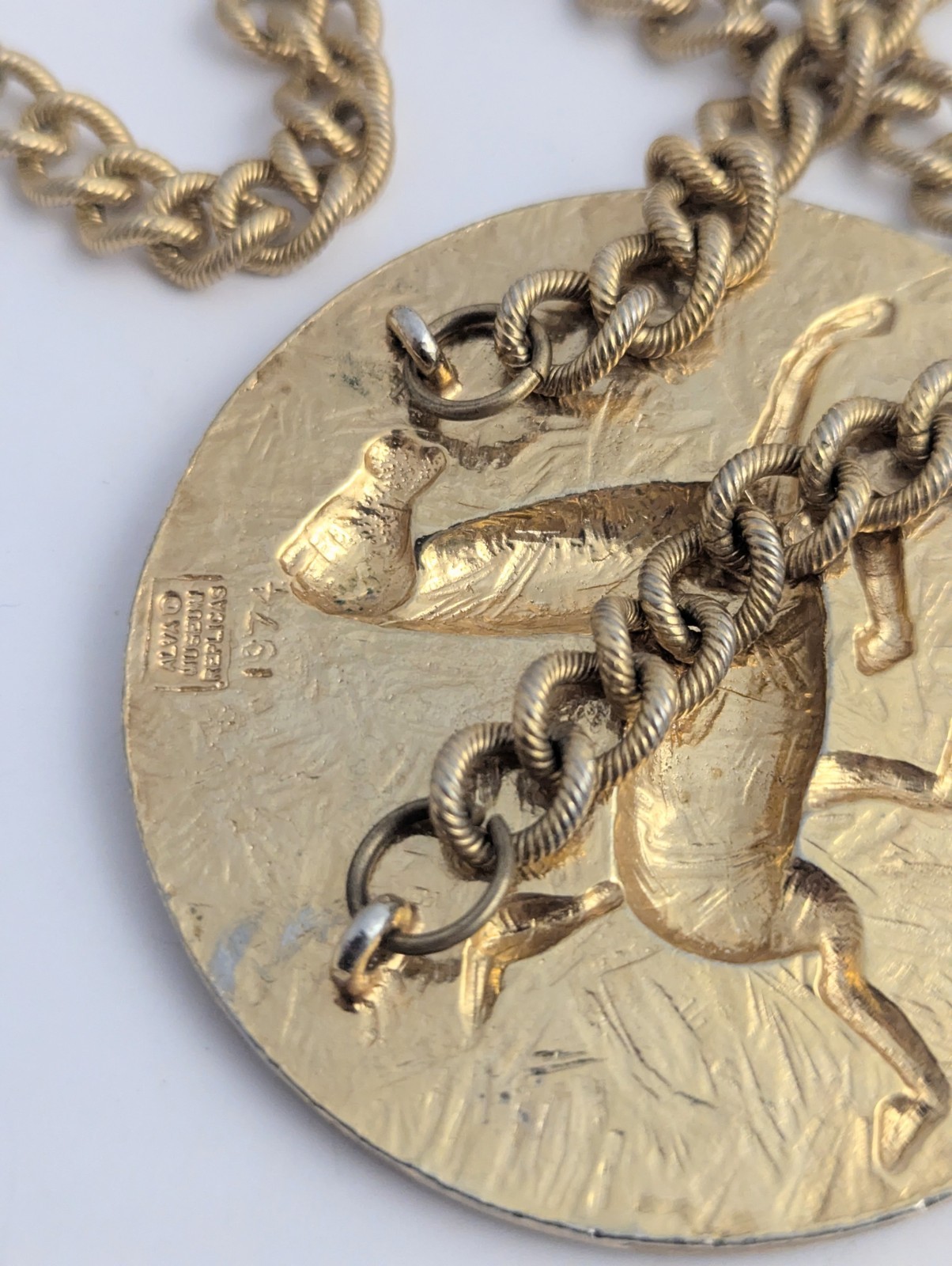Vintage 1974 Alva Museum Replicas “Flying Horse of Kansu” Medallion Necklace