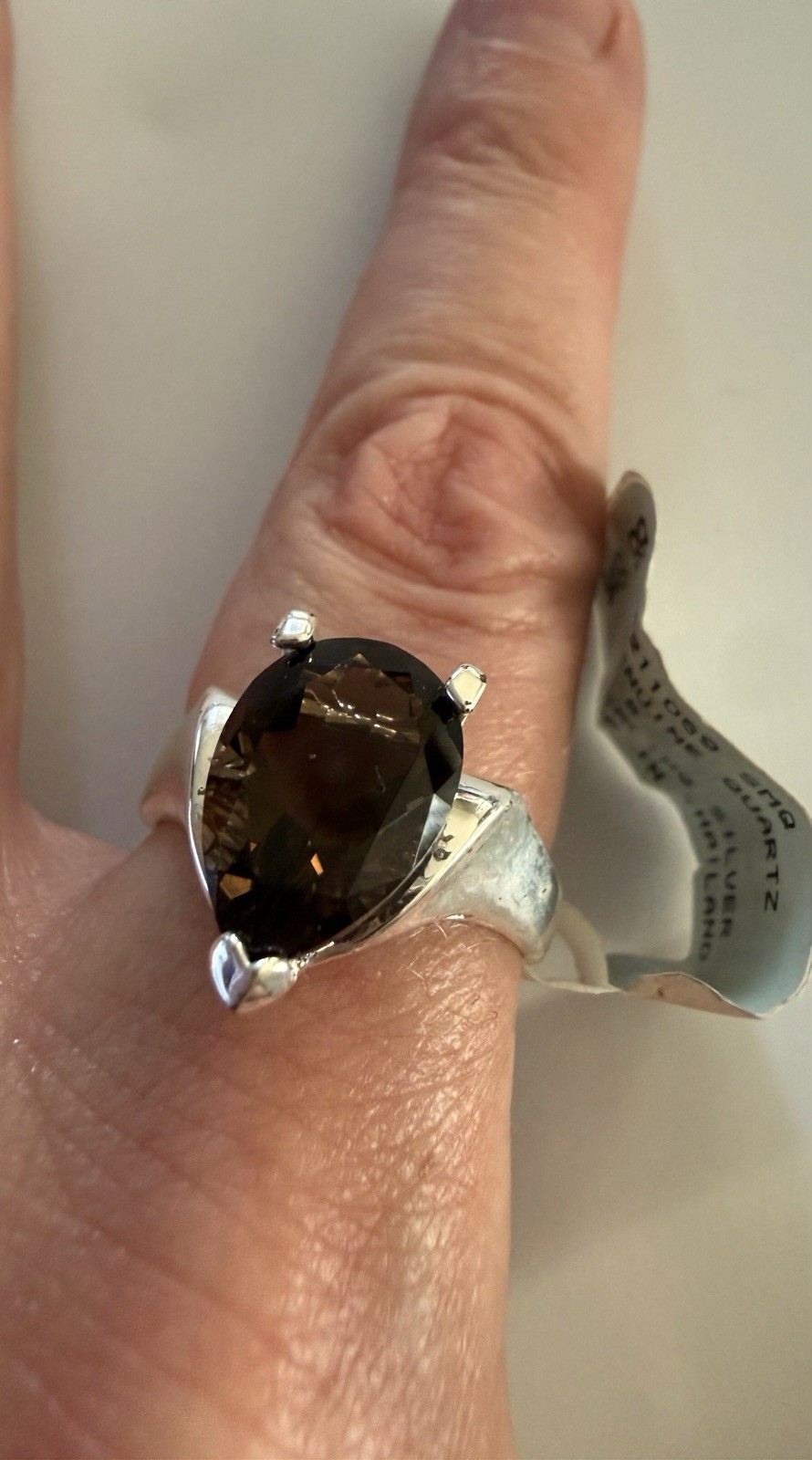 Vintage QVC HSN ? Genuine Smoky Quartz Sterling Silver Cocktail Ring Sz 8
