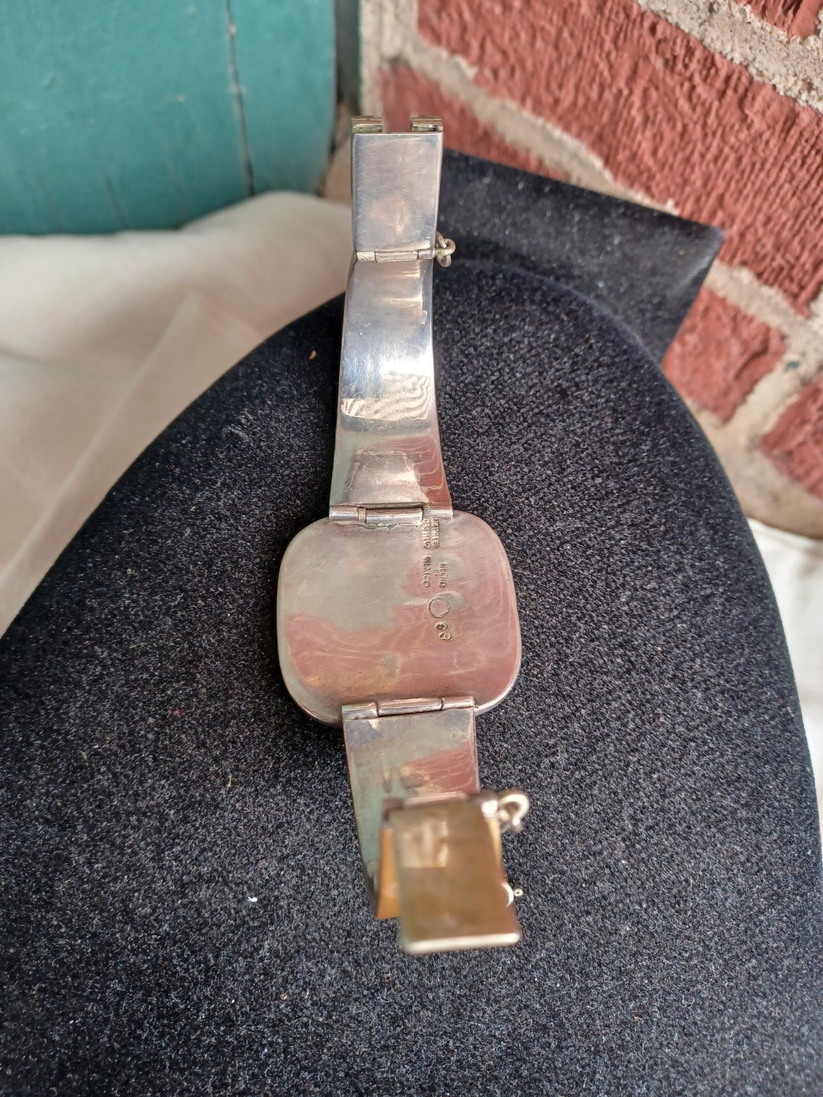 VINTAGE MODERNIST LOS CASTILLO METALES MEXICAN MIX METAL SILVER PARROT BRACELET