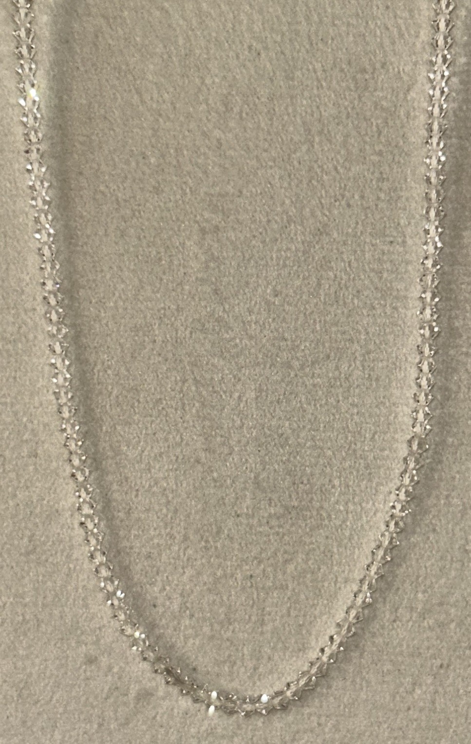Signed Miriam Haskell Clear Crystal Bead Necklace Dainty 15-17” Vintage