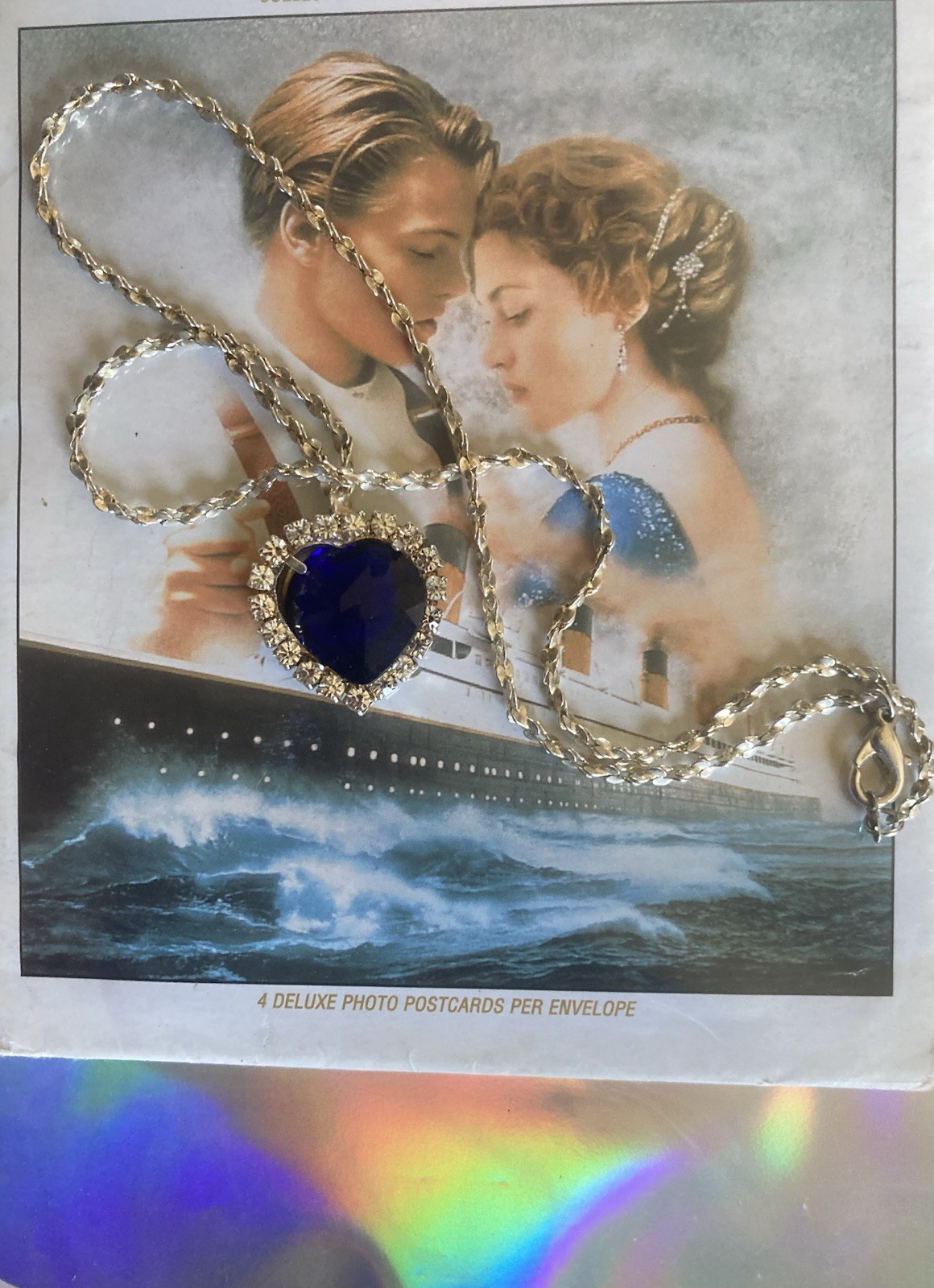 VTG Titanic Heart of the Ocean Blue Necklace_New Sealed Pack of FILM Postcards