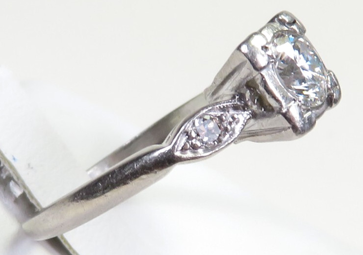 Antique 1920’s Diamond Engagement Platinum Ring Size 6 UK-L1/2 EGL USA Art Deco