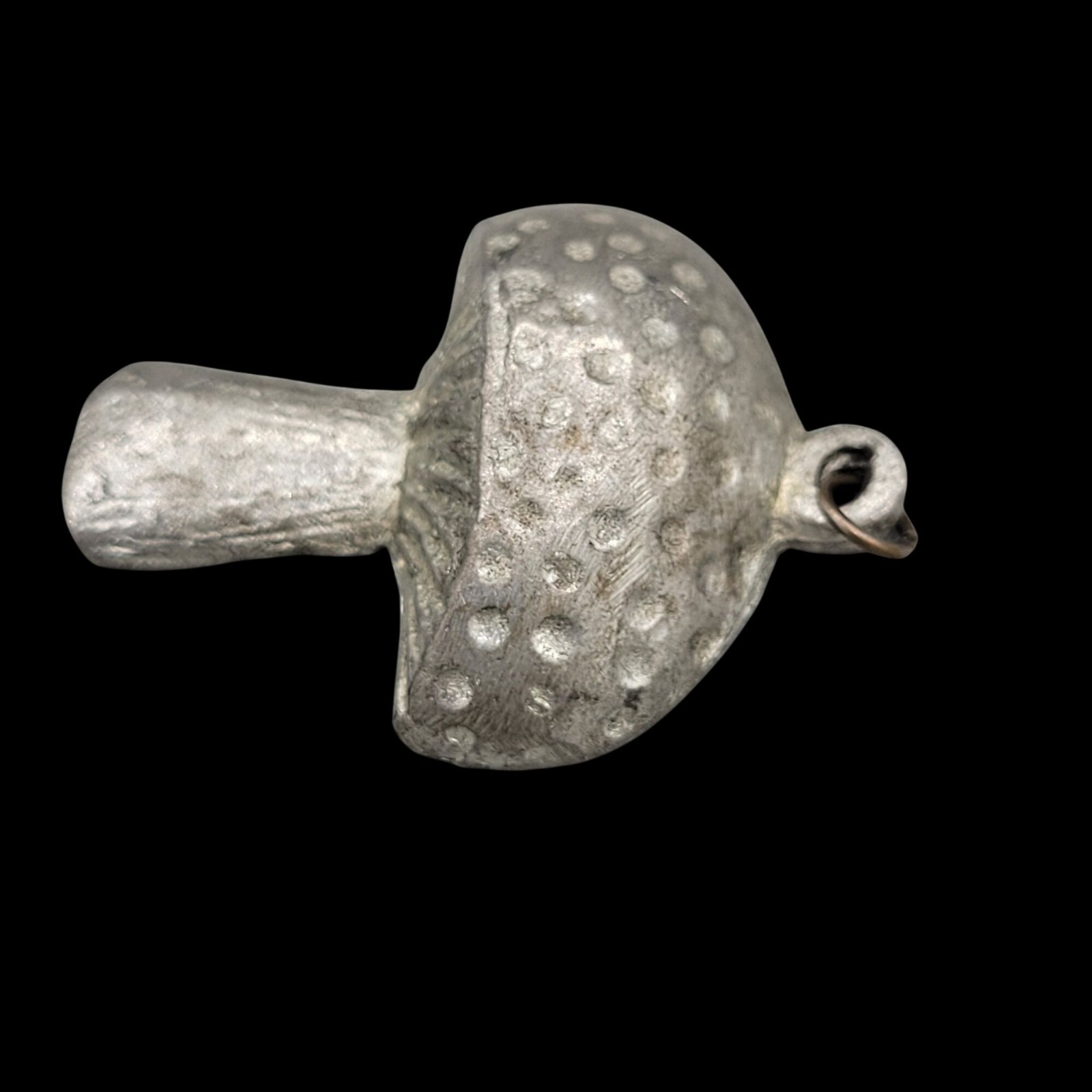 Vintage Silver Tone Pewter Mushroom Charm or Pendant Textured Dots and Gills