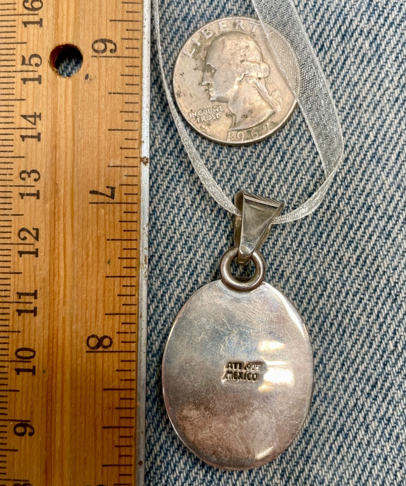 🎥 2″ Beach Peach Pink Spiny Oyster Sterling Silver Mexico Pendant Orange Vtg