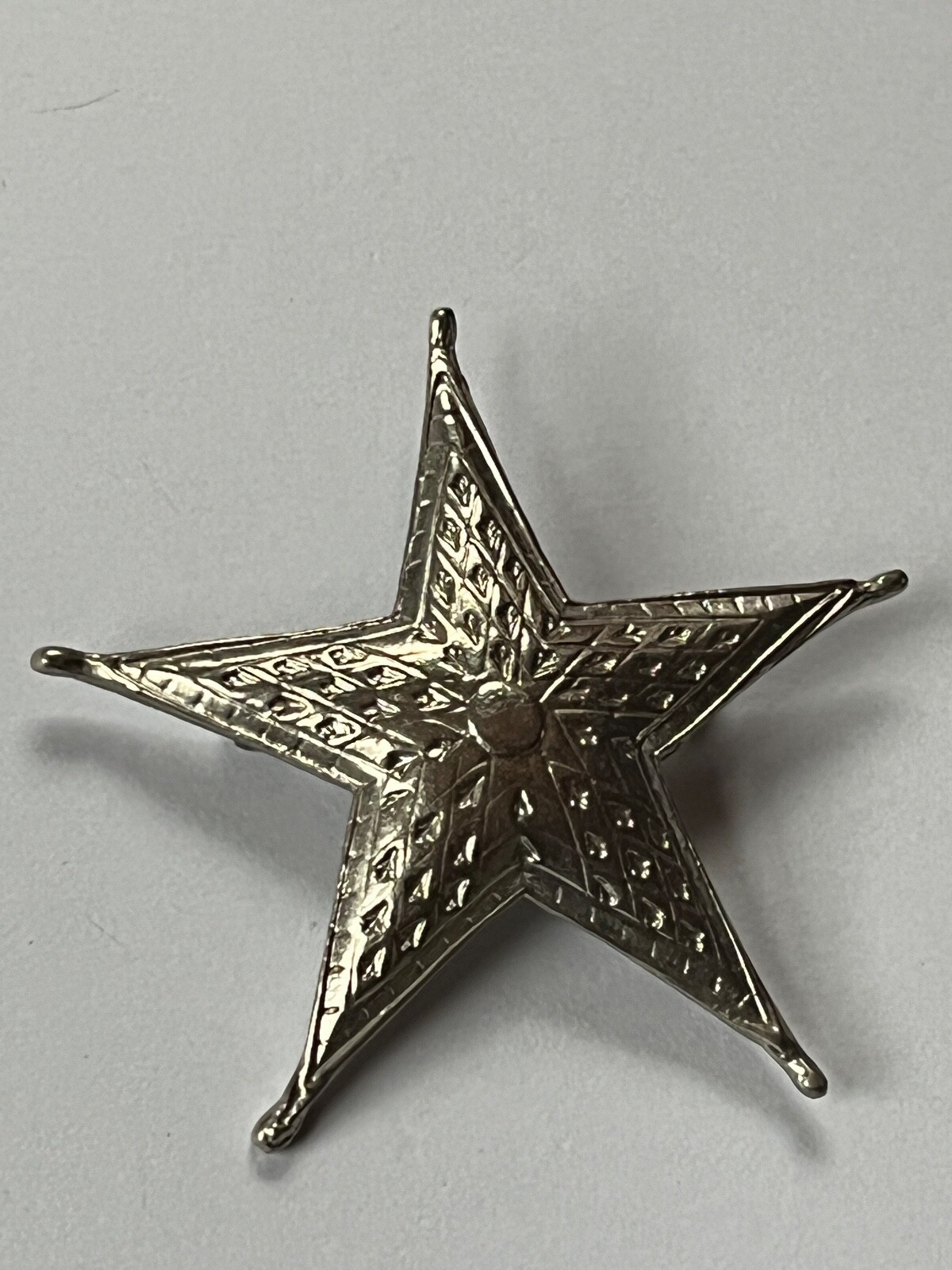 Vintage Large Etched Star w Pinched Ends Brooch Pin – 2 and 3/8th’s inches in