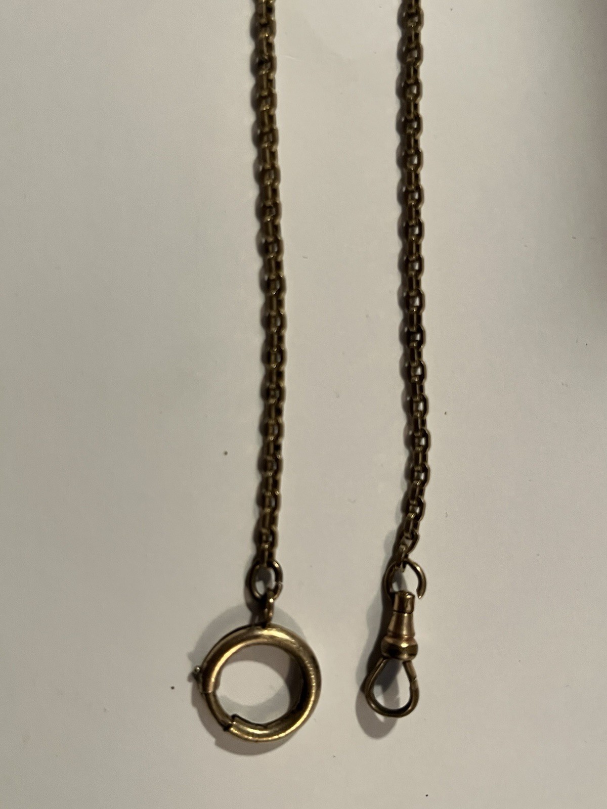 Victorian gold filled watch chain Signed Hadley Large ring