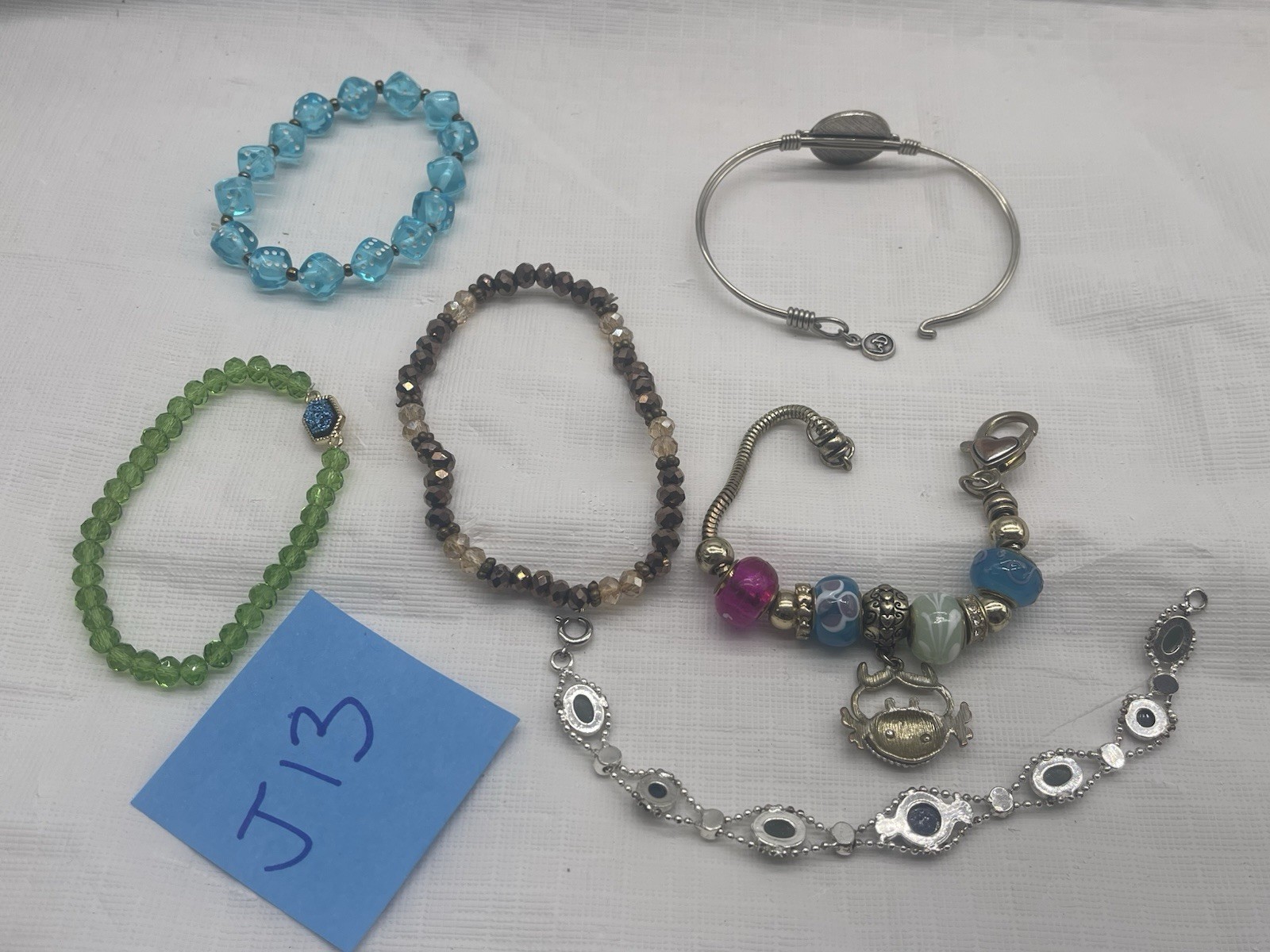 Vintage Y2K Colorful Bracelet Lot 6 Pc Charm Bracelet Bangle Stretch Beaded
