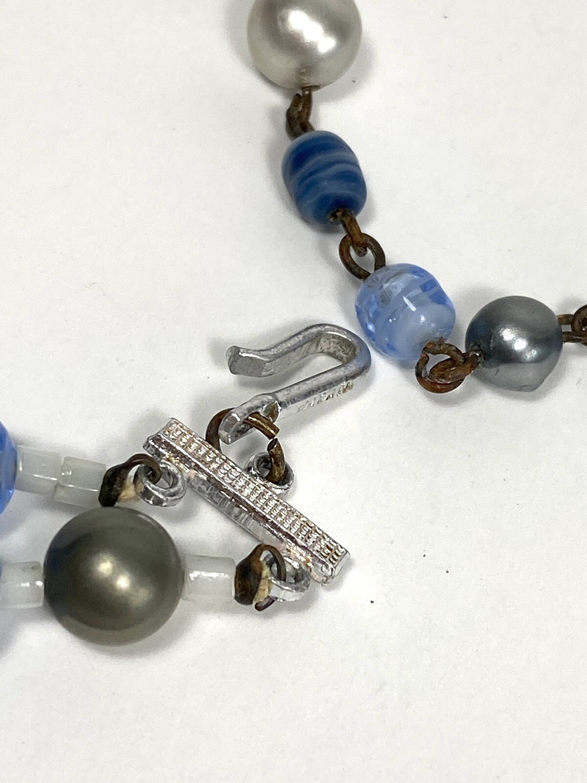 Japan Necklace Two strands Blue Glass Acrylic Beads 14”+ 2”