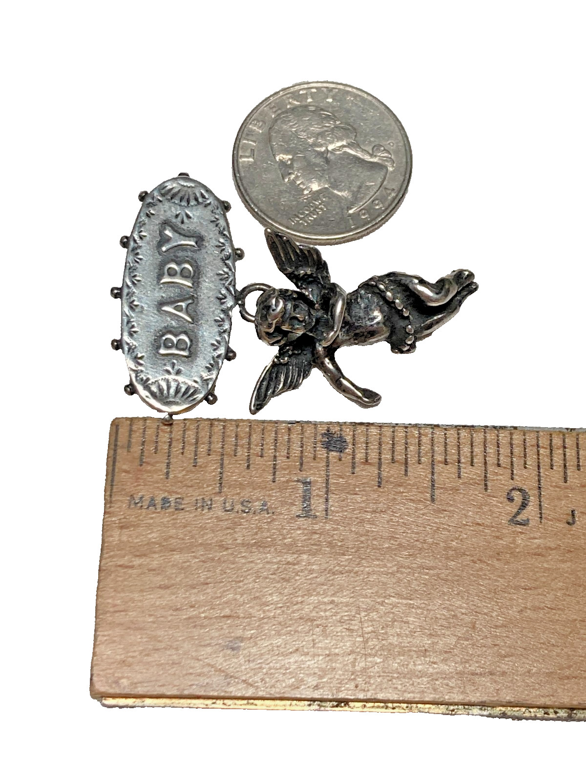 Exceptionally Rare T Foree Sterling Silver “BABY” Angel Cherub Victorian Brooch