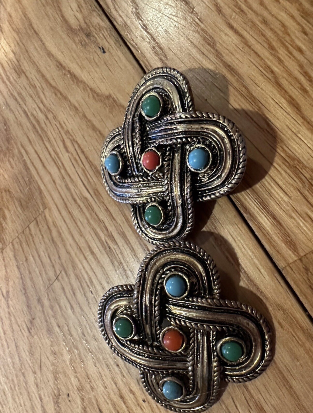 ORENA PARIS Unsigned Infinity Knot Moghul Jewels of India Earrings 1980s Vintage