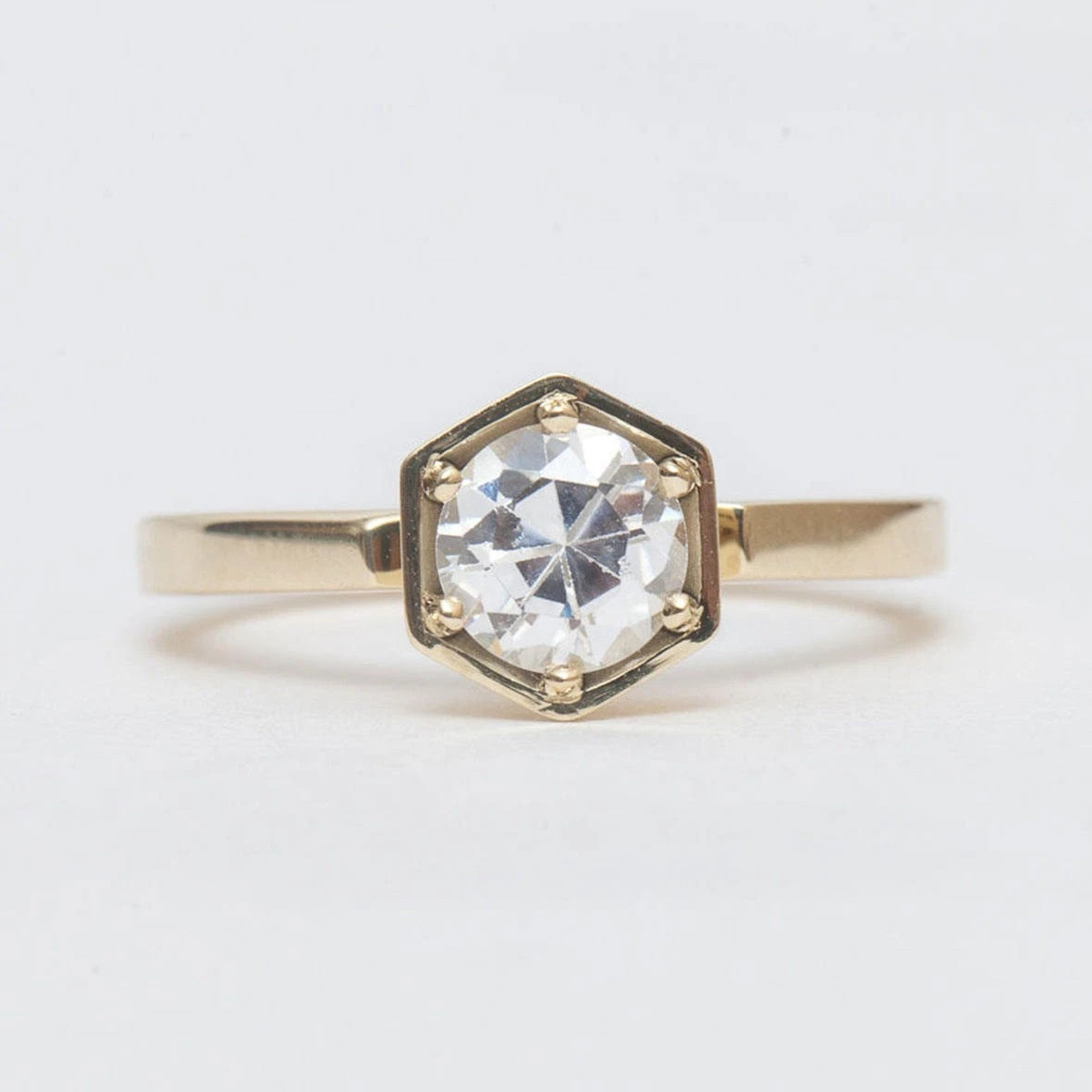10K Yellow GoldFN Ring With Simple 0.35CT Round Cut White Moissanite For Women’s