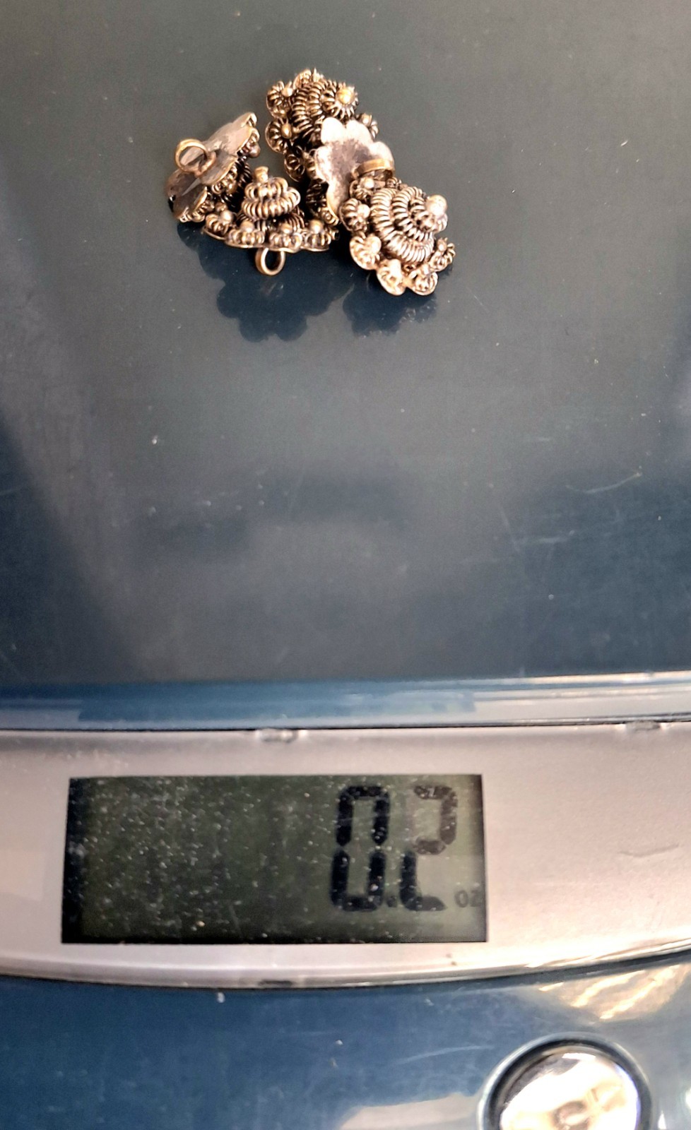 Vtg Thai Cannetille Intricate Filigree Flower Sterling Silver Button Set + Pouch