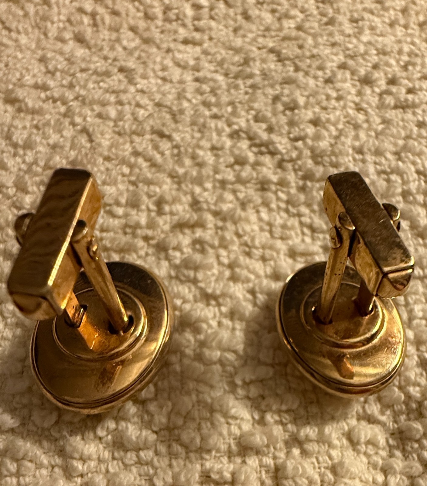 1930s-1950s-Krementz Gold Plated Lucite Fly Fishing Lure Cufflinks-Bubble Dome