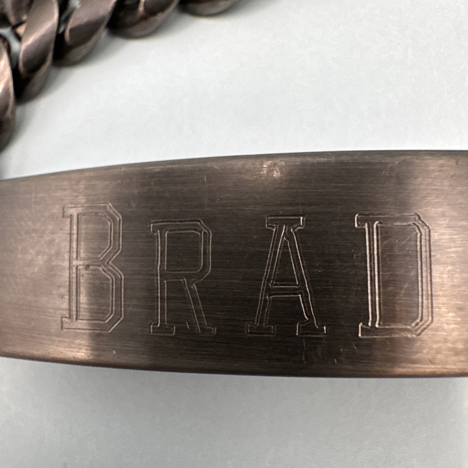 Custom “BRAD” Stainless Steel Mens Link Bracelet With Secret May 17, 1974 Date