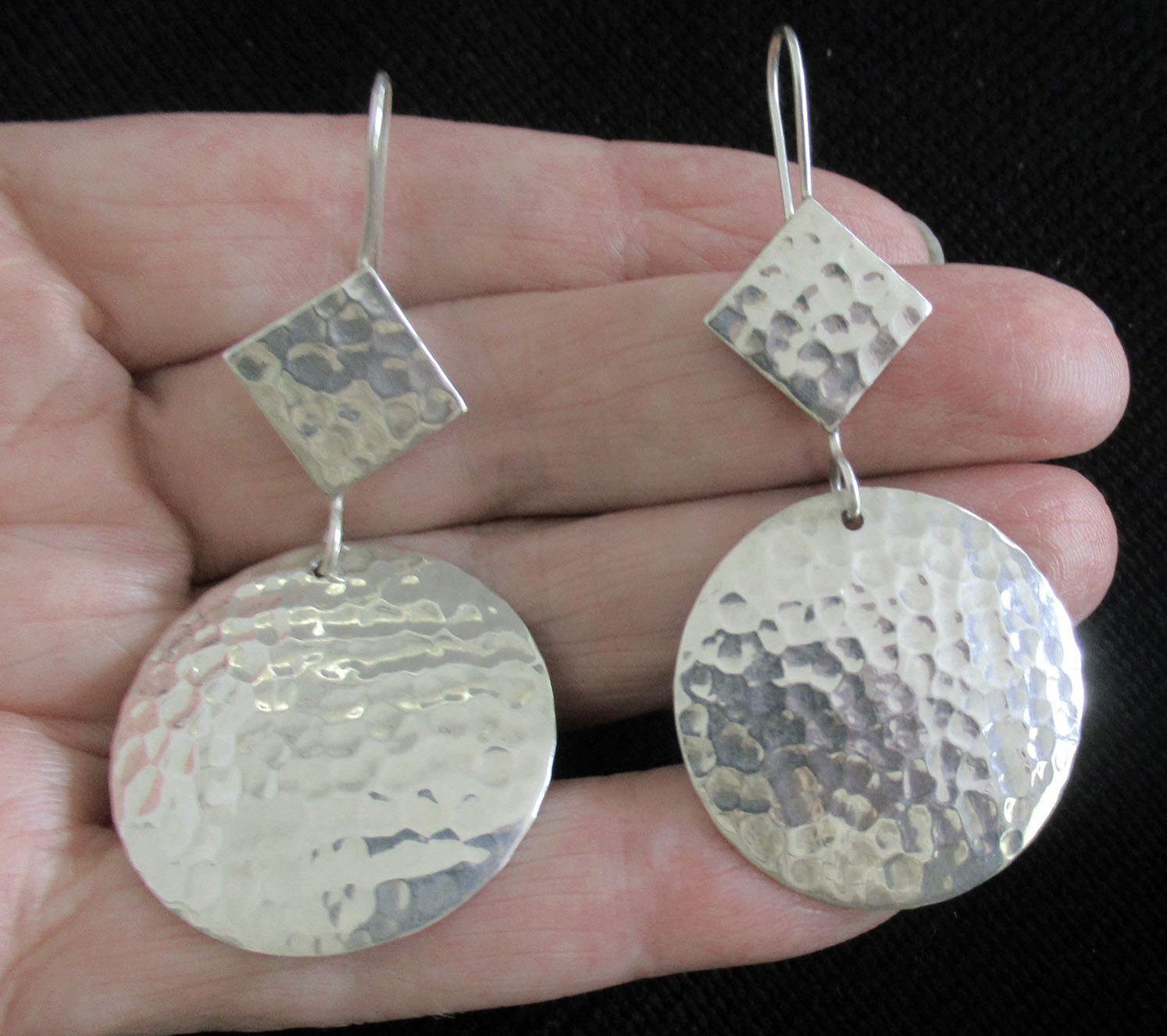 LARGE MEXICO STERLING EARRINGS by ATI, 2 1/2 by 1 1/4 INCHES, 10 GRAMS