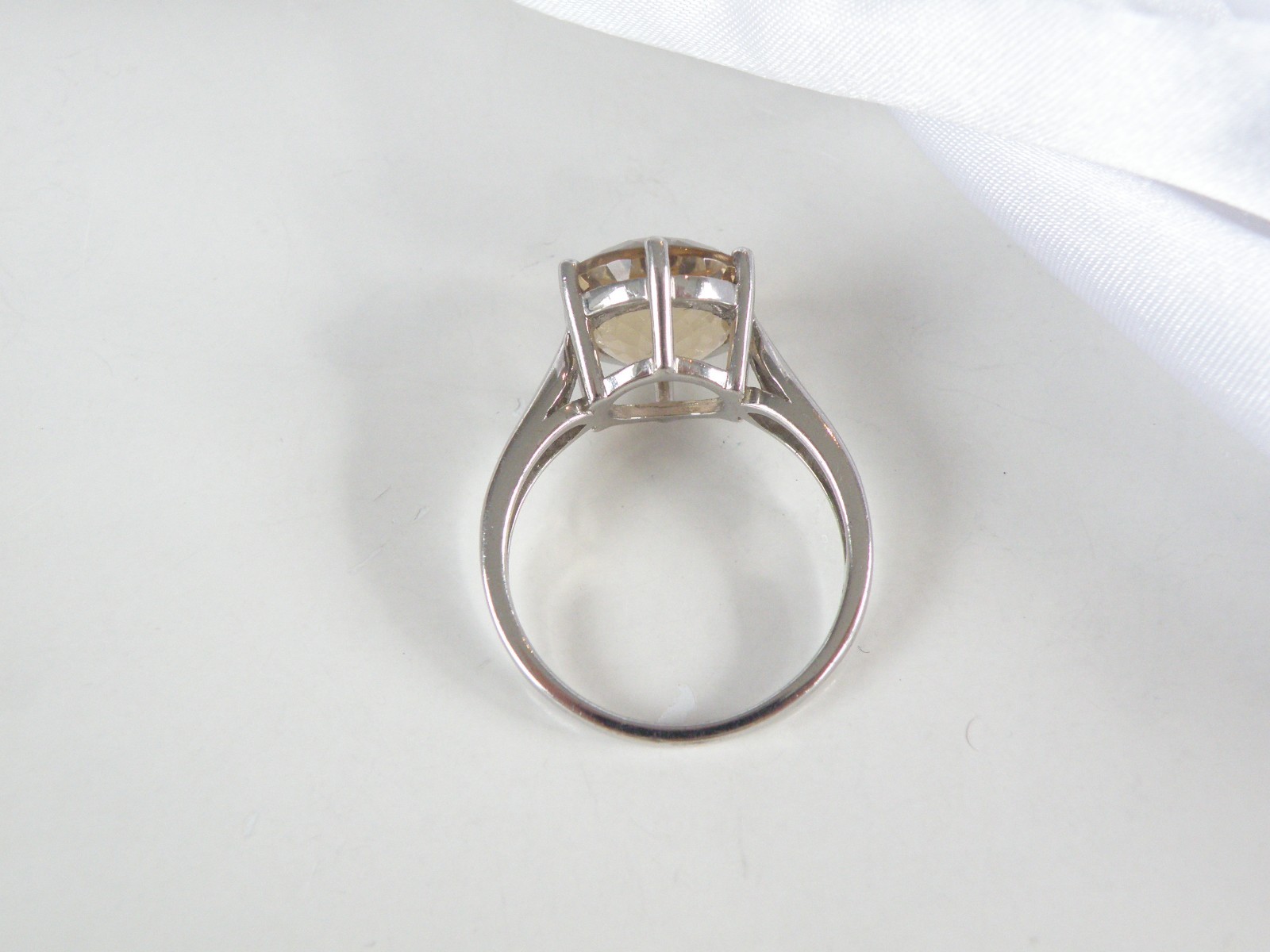 Vintage Sterling Silver 925 Natural Golden Beryl Solitaire Cocktail Ring Size 11
