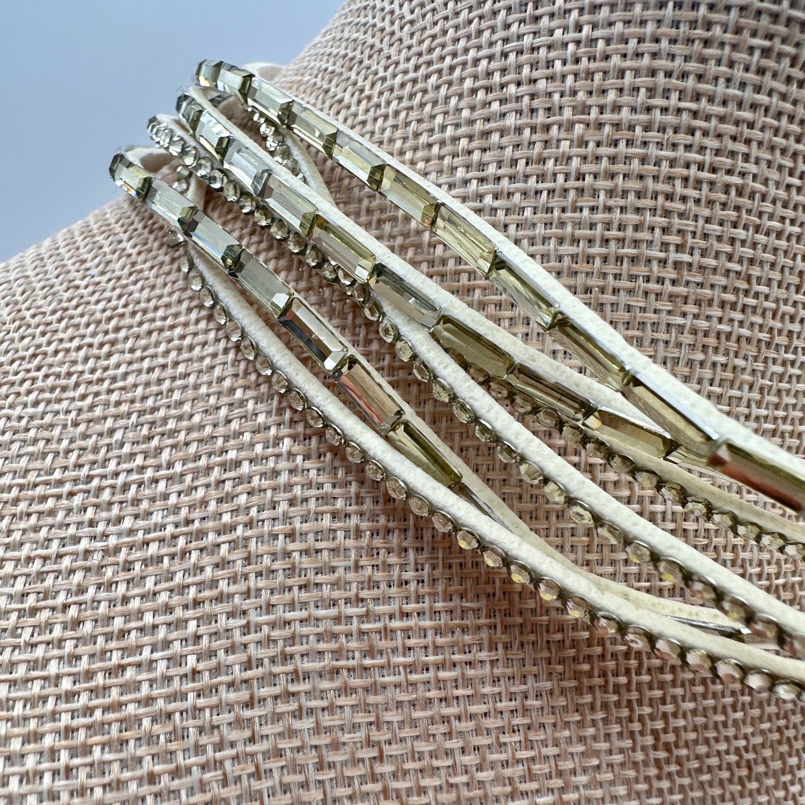 Vintage Y2K Multi-Strand Clear Glass Choker Wrap Necklace Womens Classic Jewelry