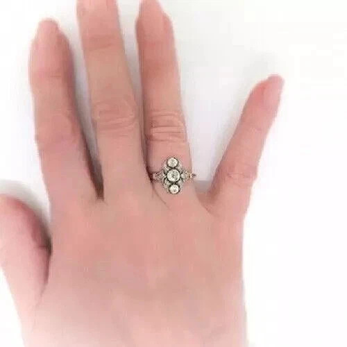 Art Deco Style Round Cut Lab Created Diamond 14K Yellow Gold FN Wedding Ring