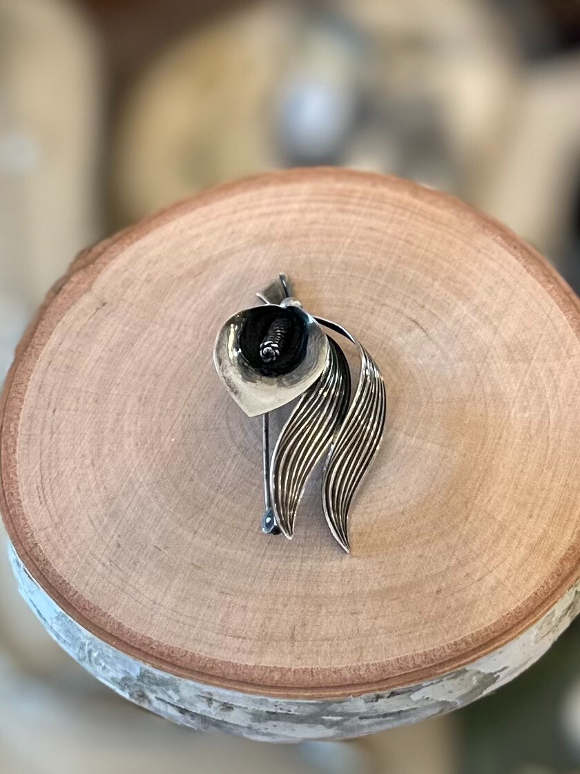 Vintage Niels Erik N.E. From Denmark Sterling Silver Calla Lily Brooch Pin