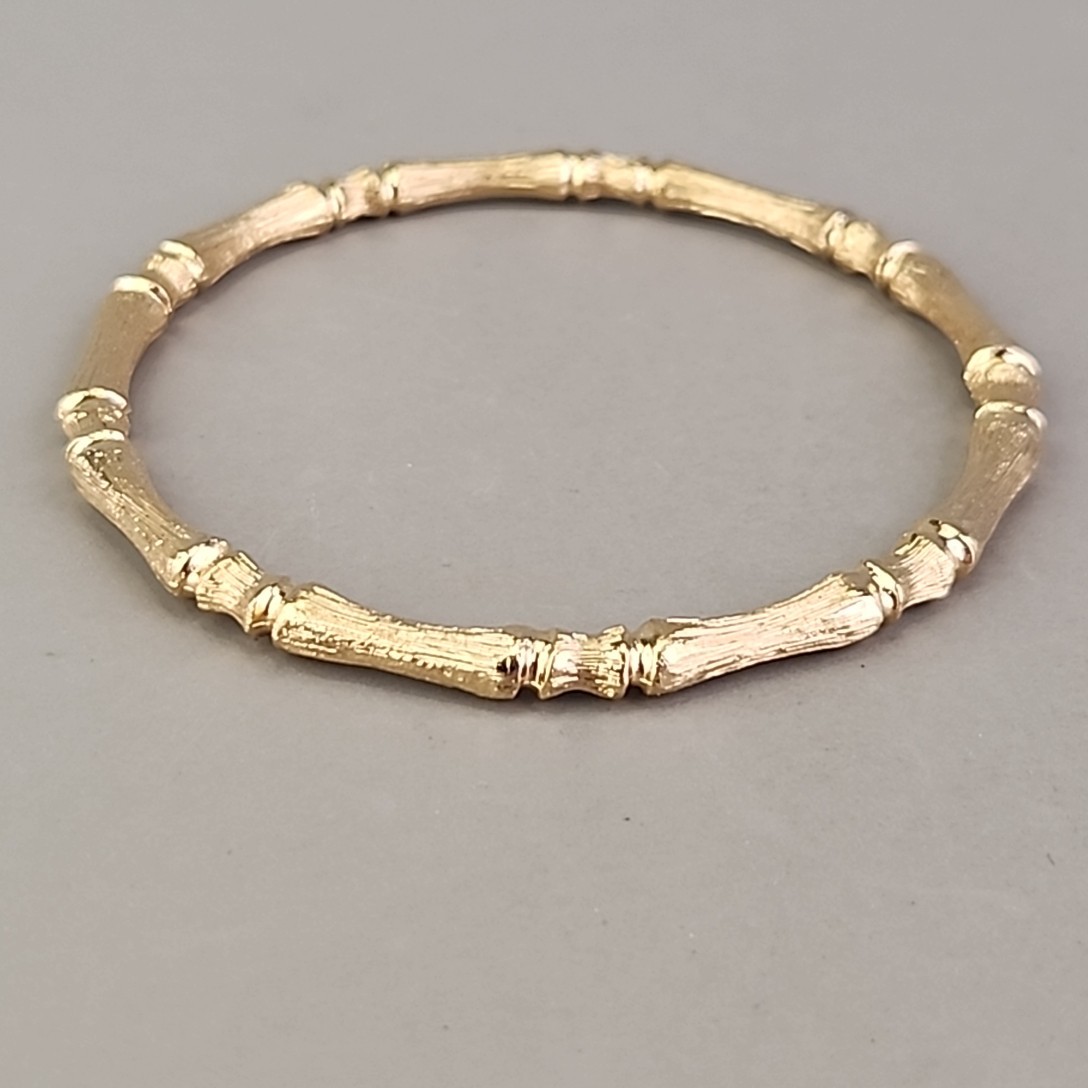 Vintage Napier Bamboo Bangle Bracelet Gold Tone Metal 7.75″