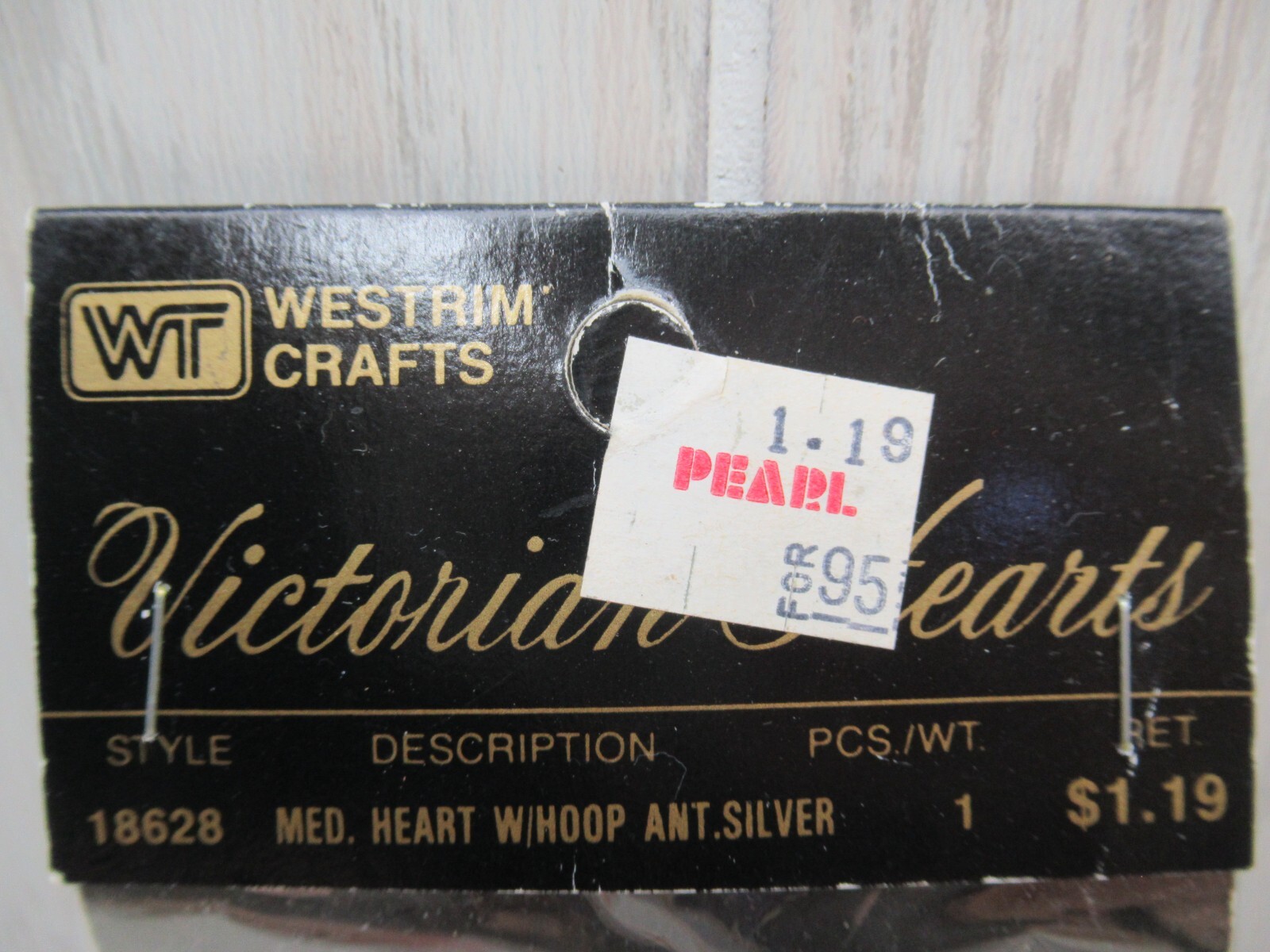 Western Crafts Victorian Hearts line silver tone heart charm sealed vintage