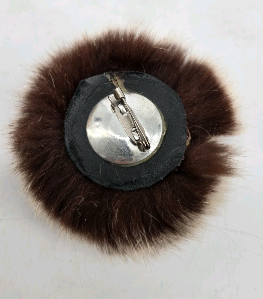 Vintage 90s Chinchilla Fur Brooch Pin