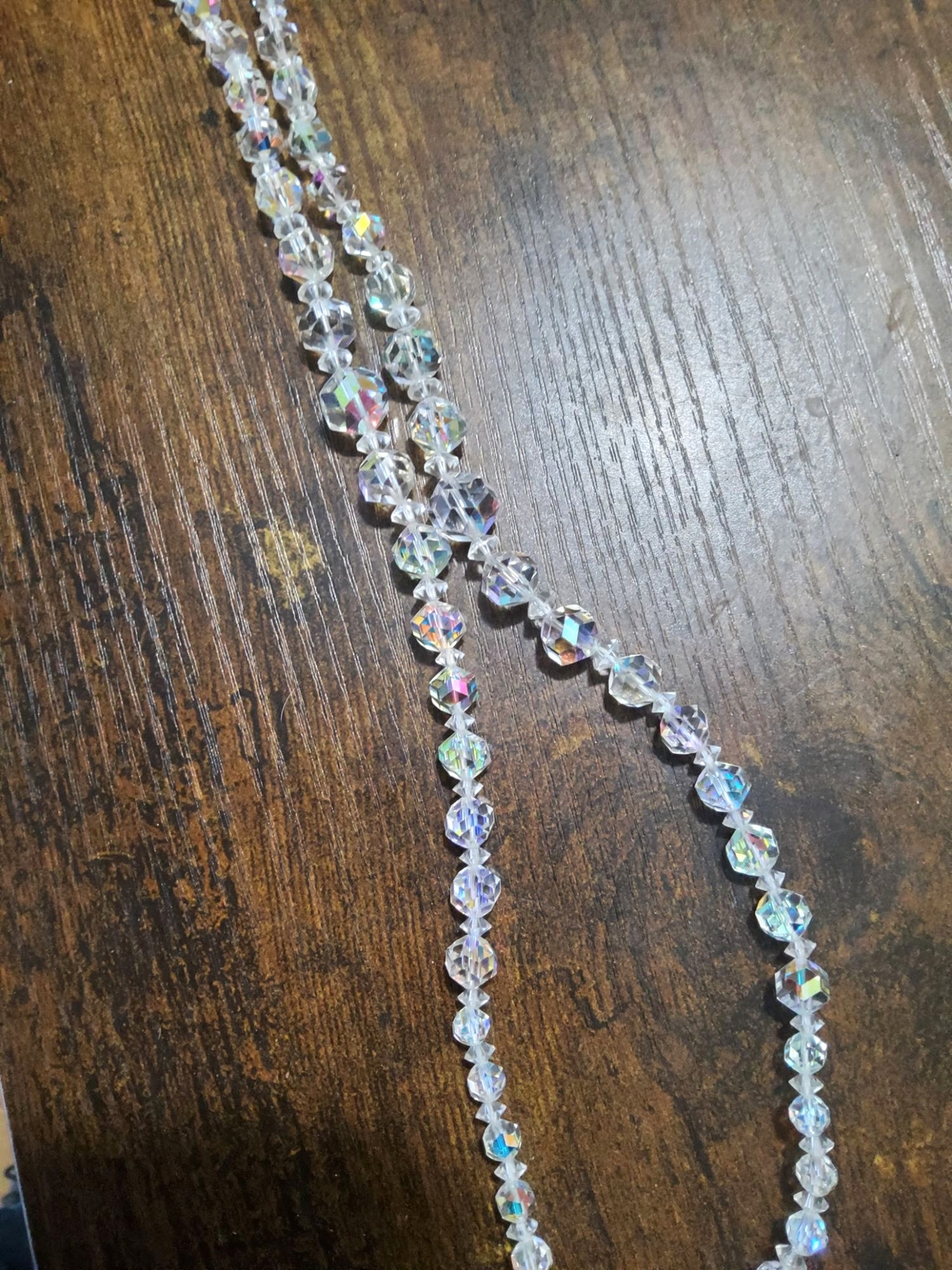 Vintage Crystal Acrylic Aurora Borealis Beaded Y Necklace With Elegant Drop
