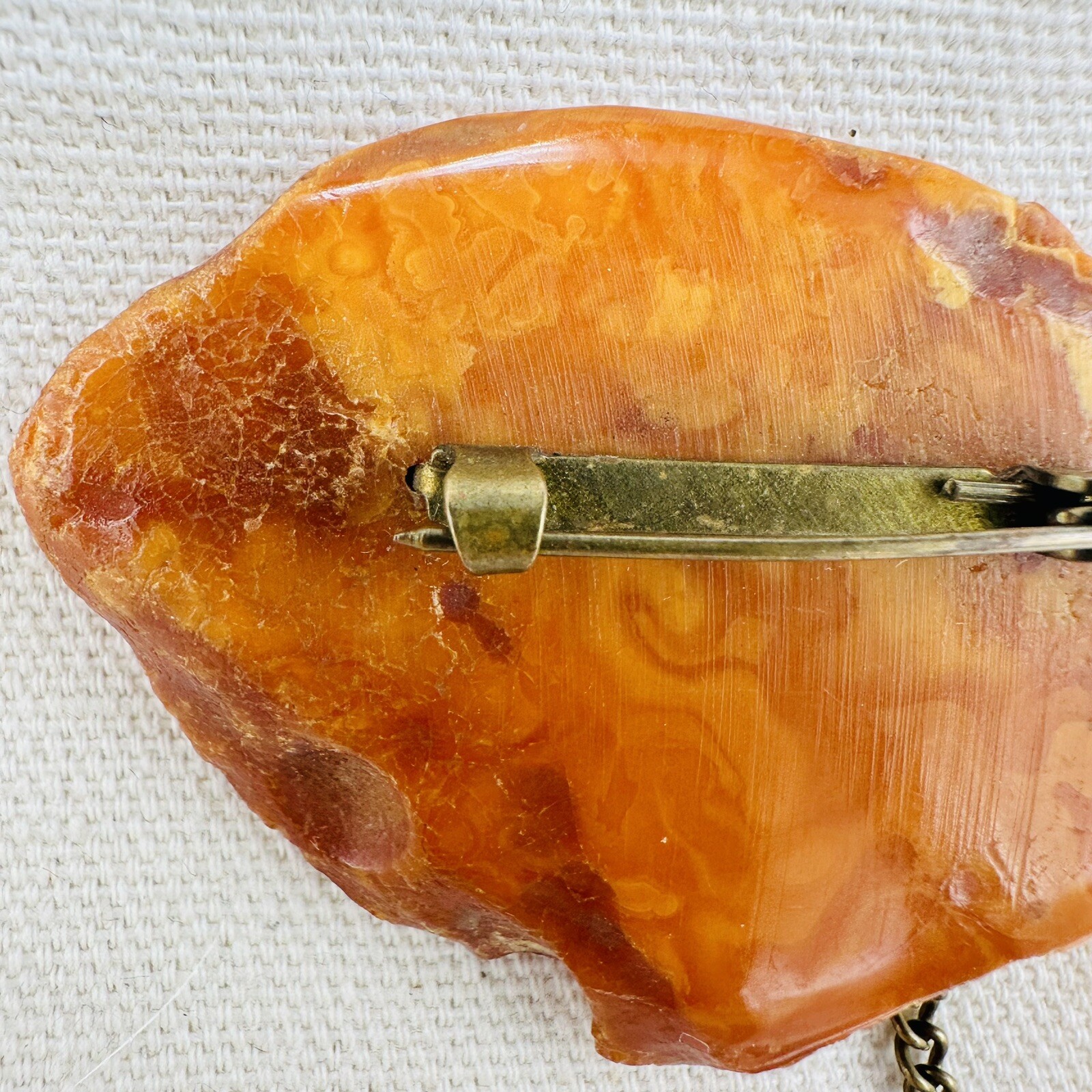 Vintage Nugget Landscape Baltic Amber Brooch Egg yolk USSR 1960s
