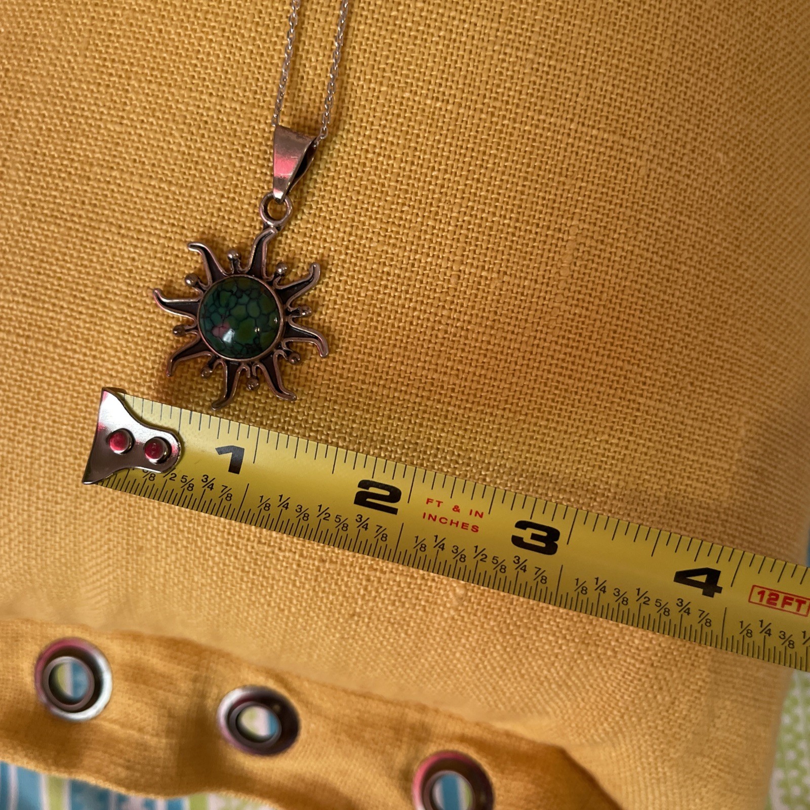 VINTAGE 1940S SERAFIN MOCTEZUMA 980 SILVER MEXICAN pendant sun with chain
