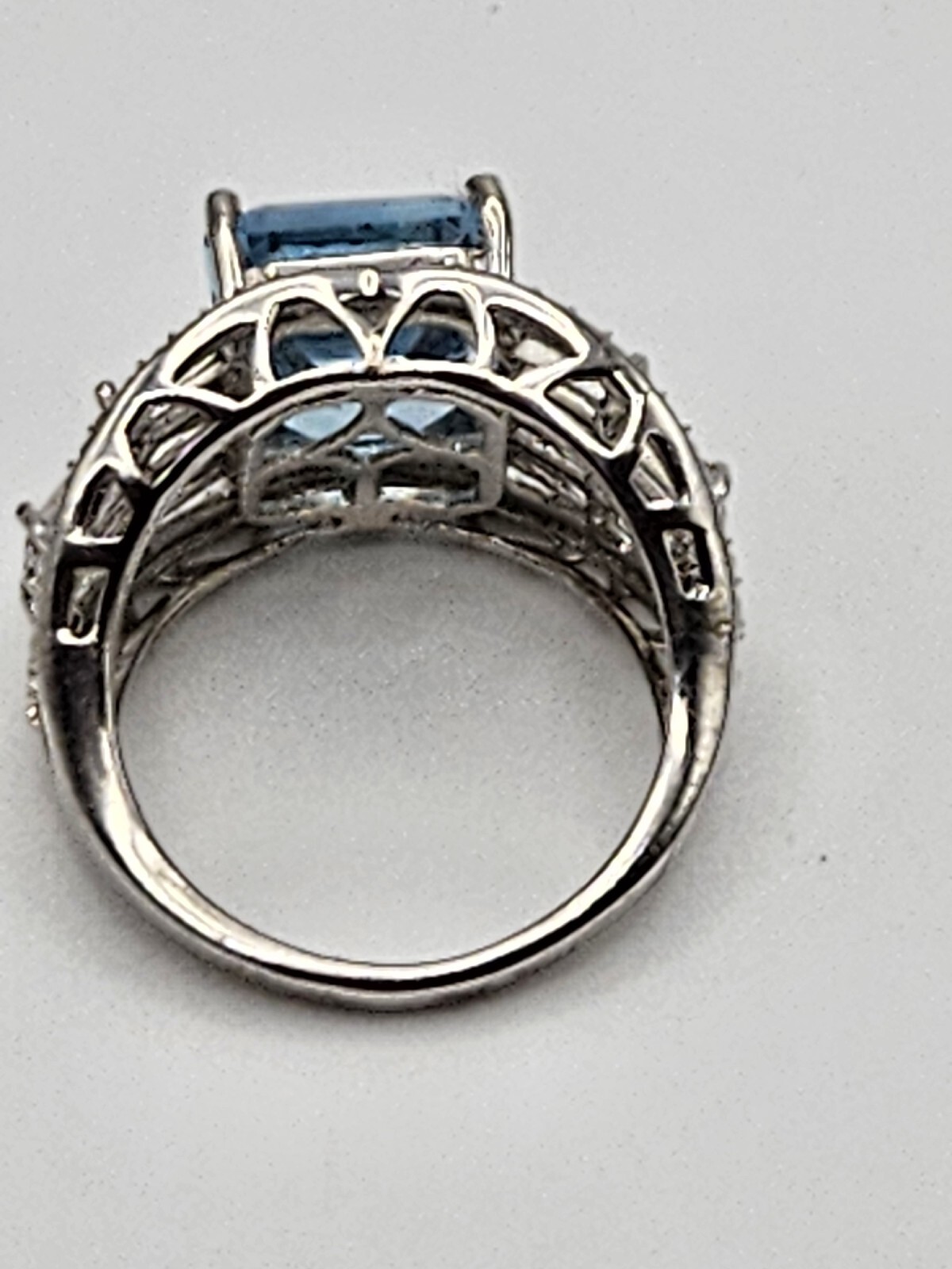 Chuck Clemency STS Sterling Silver Blue Topaz Cubic Zirconia CZ Ring Size 8