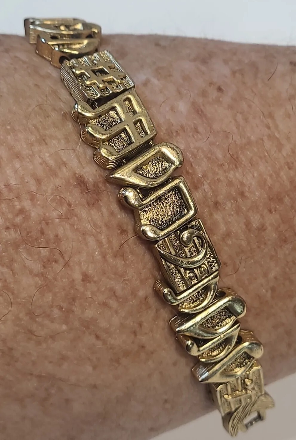 Musical Slider Charm Bracelet Vintage TOFA 1995 BG Signed Gold Tone Treble Notes