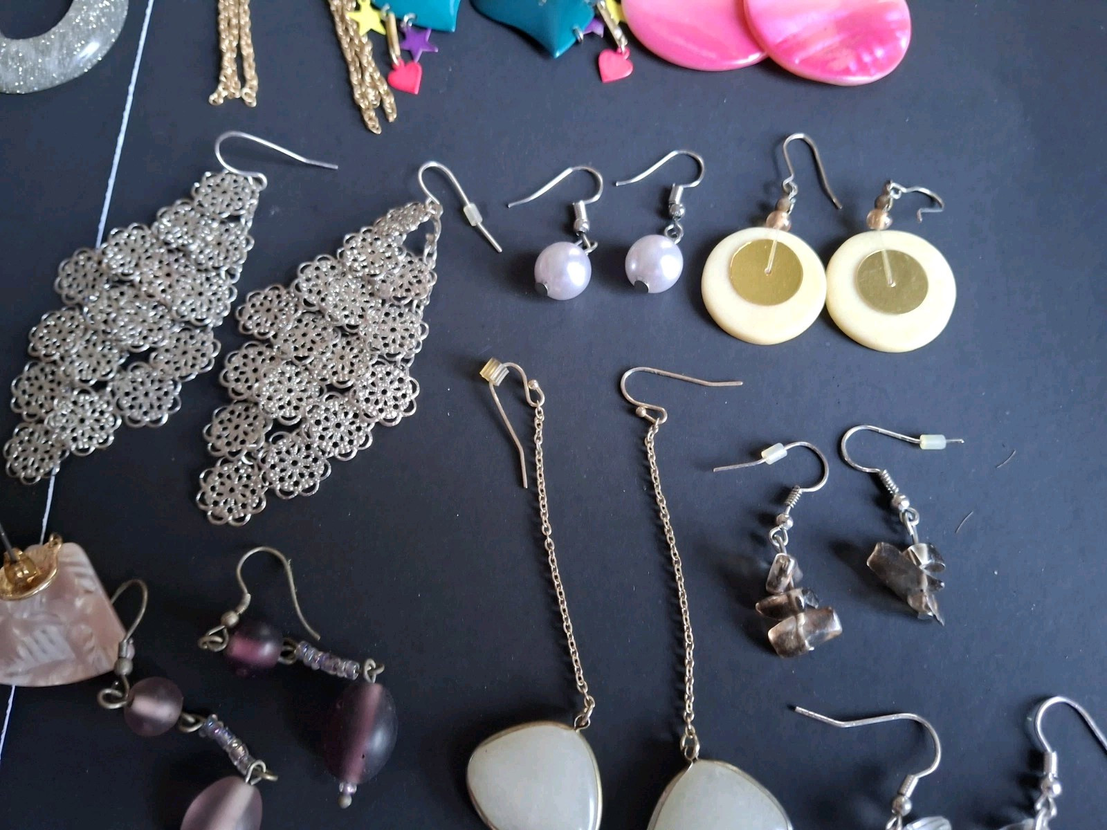 Lot Of 19 Modern/Vintage Earrings Pairs Pierced, Dangle, Hooks multicolor