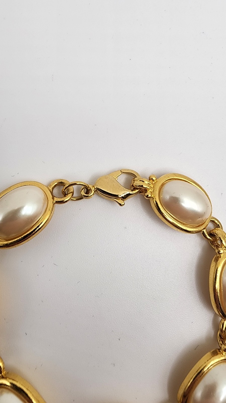 Vintage Faux Pearl Women’s Bracelet Gold Tone 7.25″ Inches Jewelry Gift Elegant