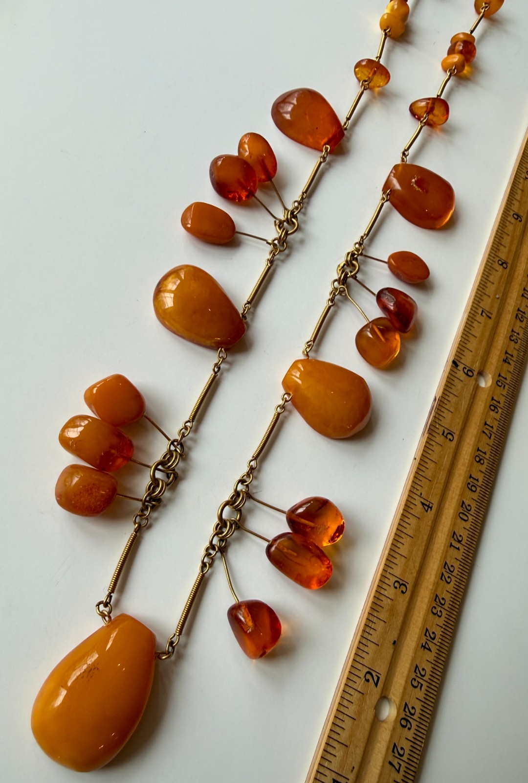 GORG Vintage Natural Egg Yolk Honey Cognac Baltic Amber Necklace 28″ EXC COND