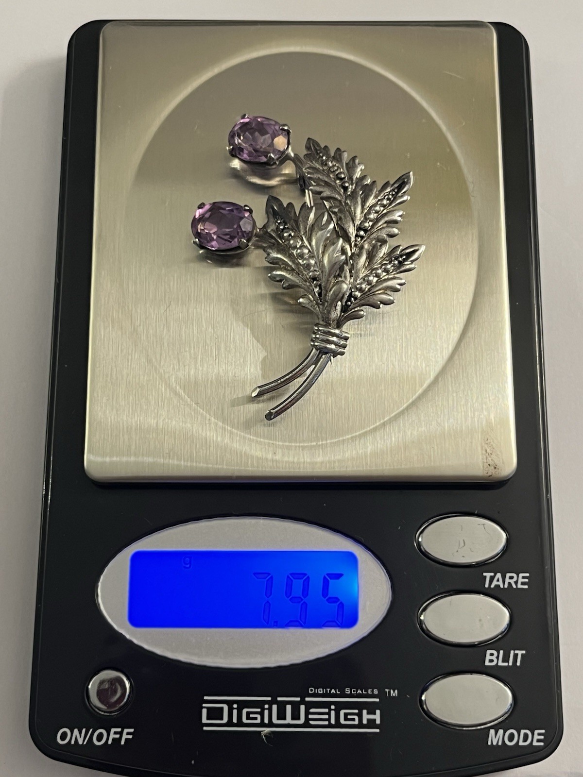 Vintage Binder Bros Sterling Silver Amethyst Floral Bouquet Pin Brooch Signed BB
