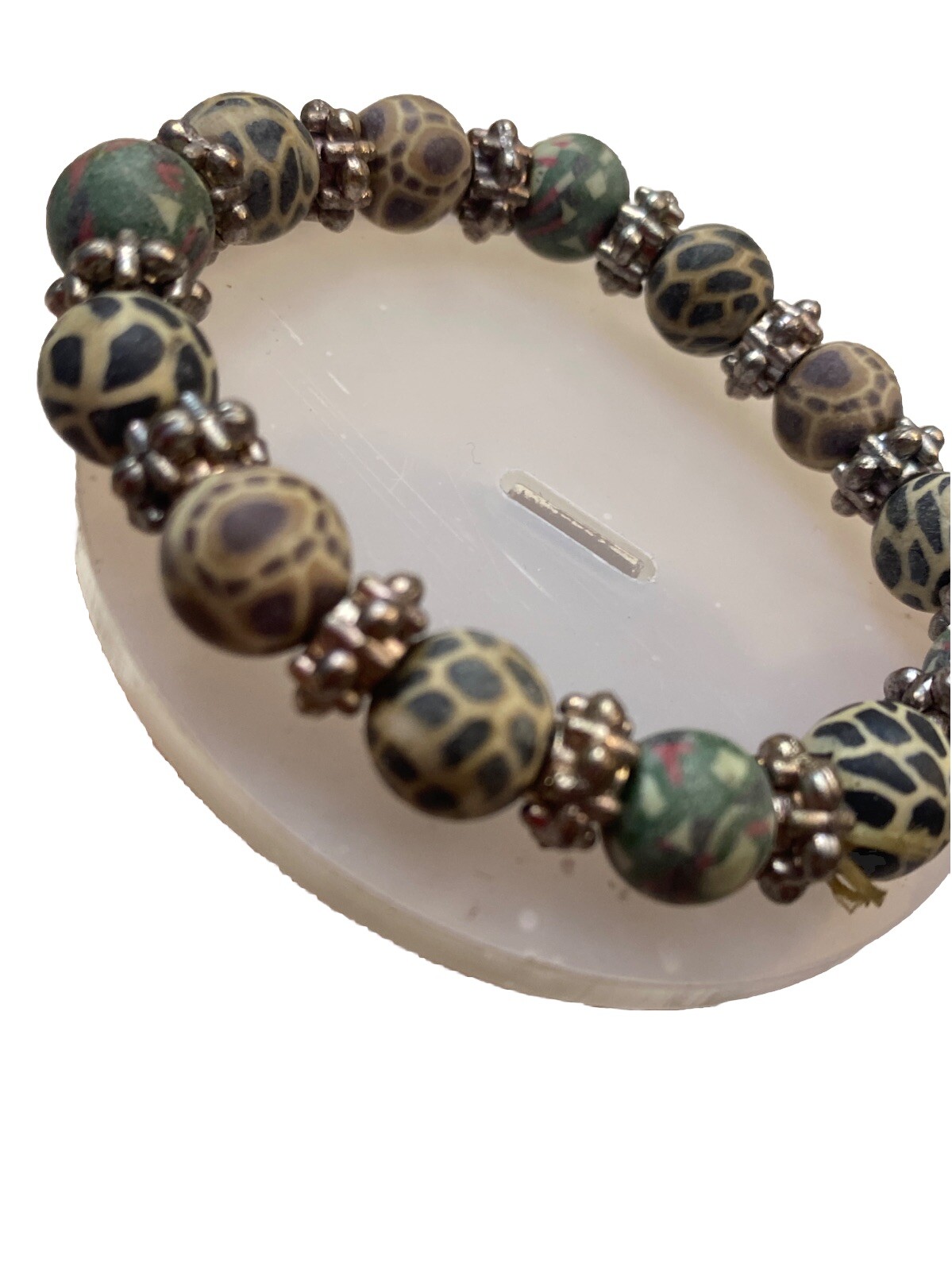 Charm Stretch Beaded Bracelet 7 Silver Heather