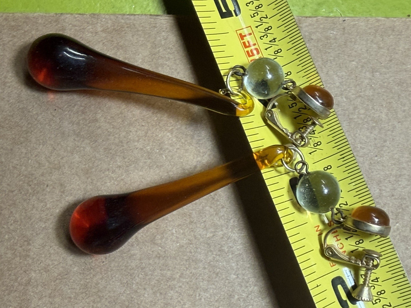 Art Nuevo Pool Of Light Inspired Amber Earrings Screw Back