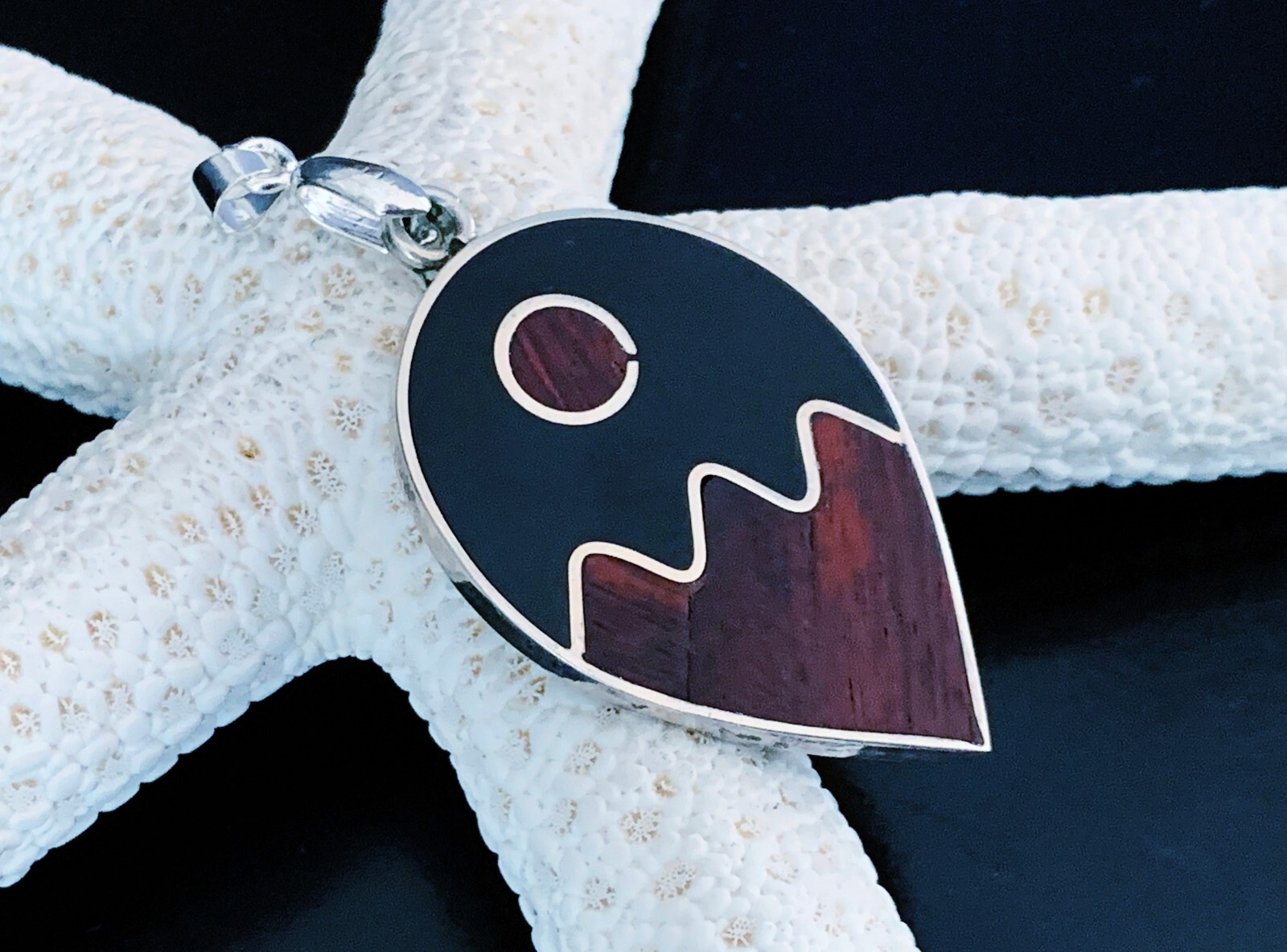 Vintage Modernist Sterling Pendant Silver 925 Onyx Artisan Bold