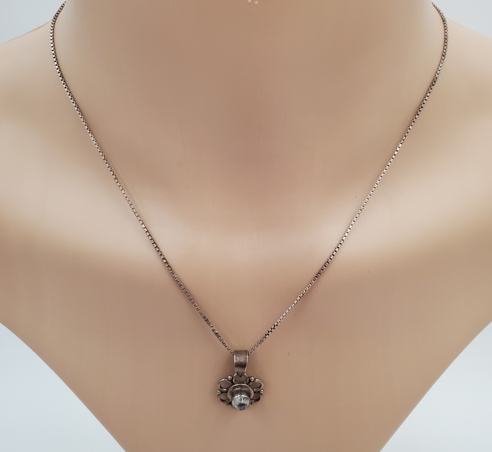 VTG 925 Flower of Life Hippie Pendant Necklace 16in Sterling Silver 4gtw Italy