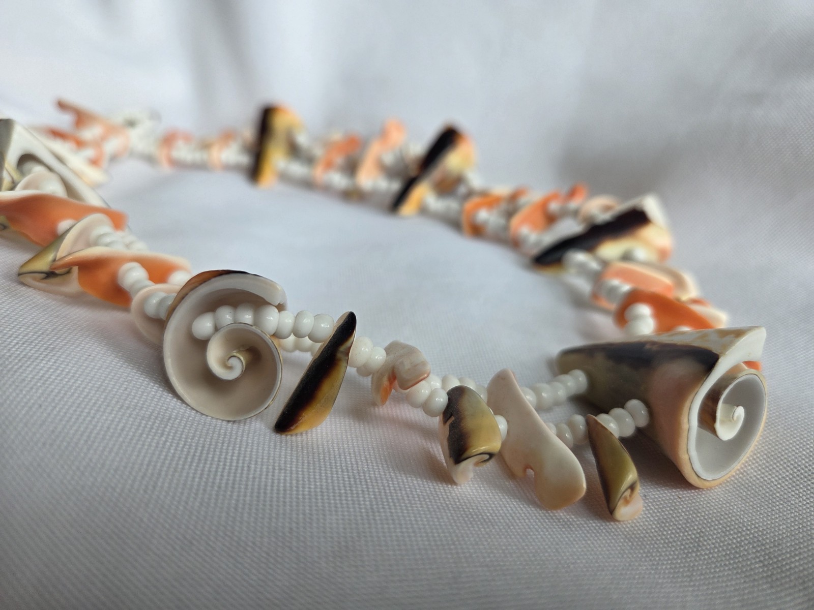 VTG Shells And Glass Beads Double Sided Boho Artisan Eco Nature Summer Necklace