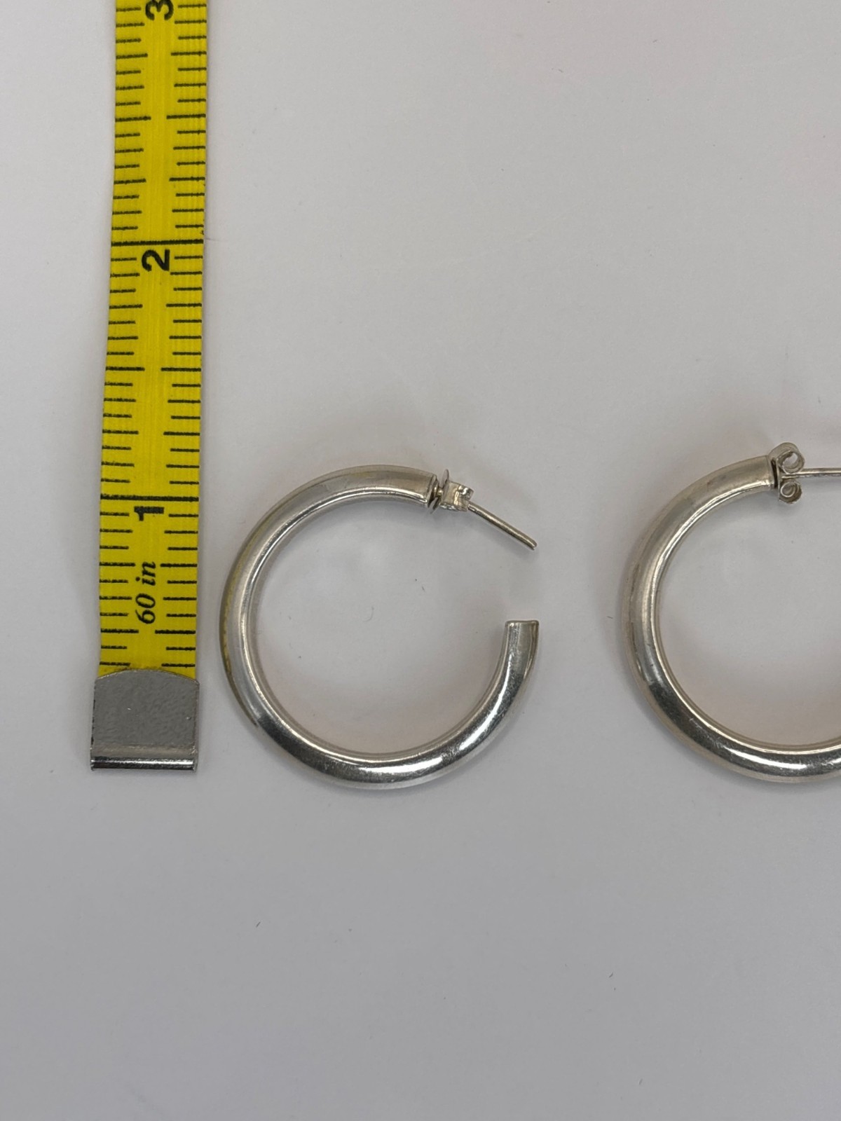 Vintage 925 Sterling Silver Hoop Earrings Pierced Makers Stamp “CW”