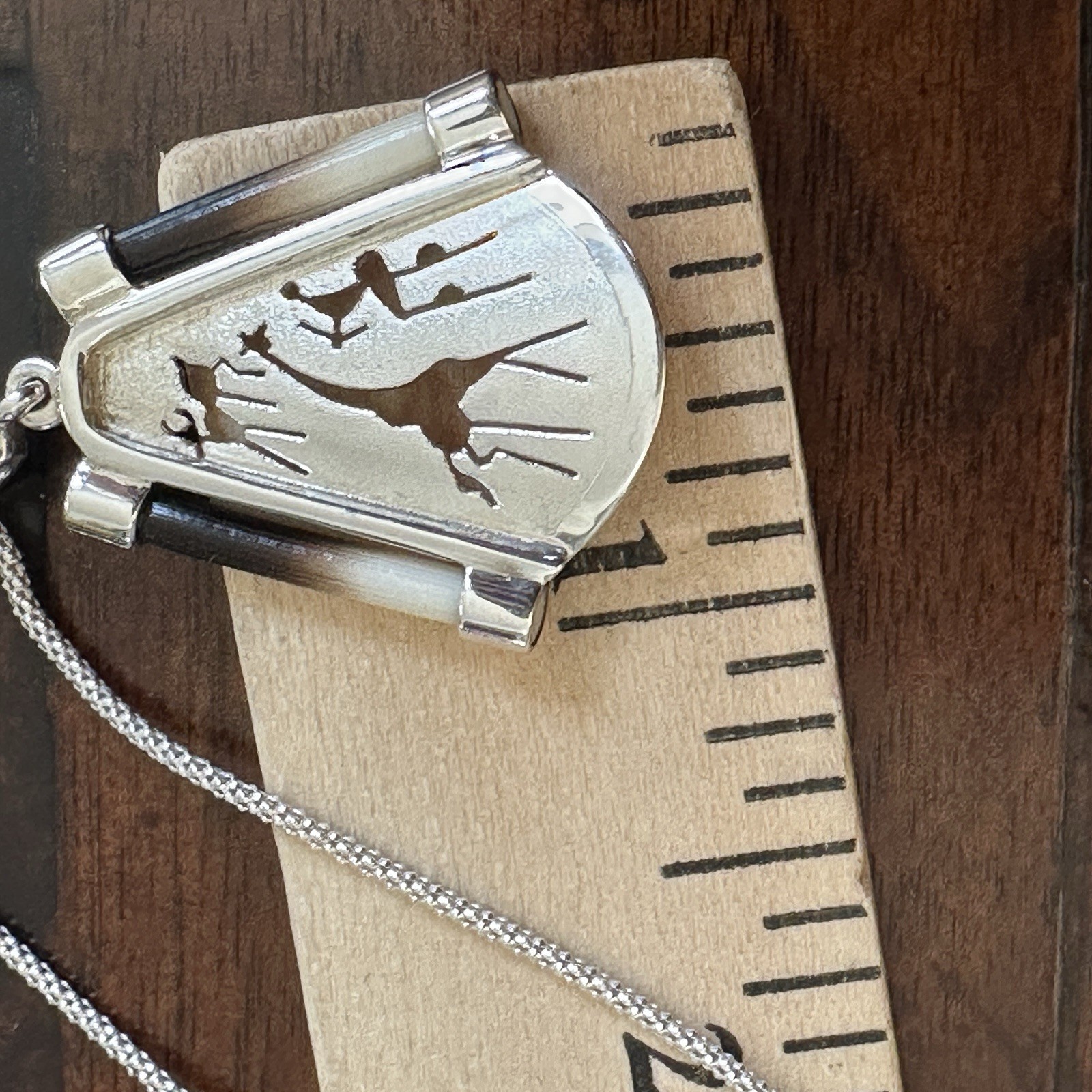 VTG Artisan Pendant Necklace 18 Inch Giraffe Africa Safari Sterling 7.8g Rare