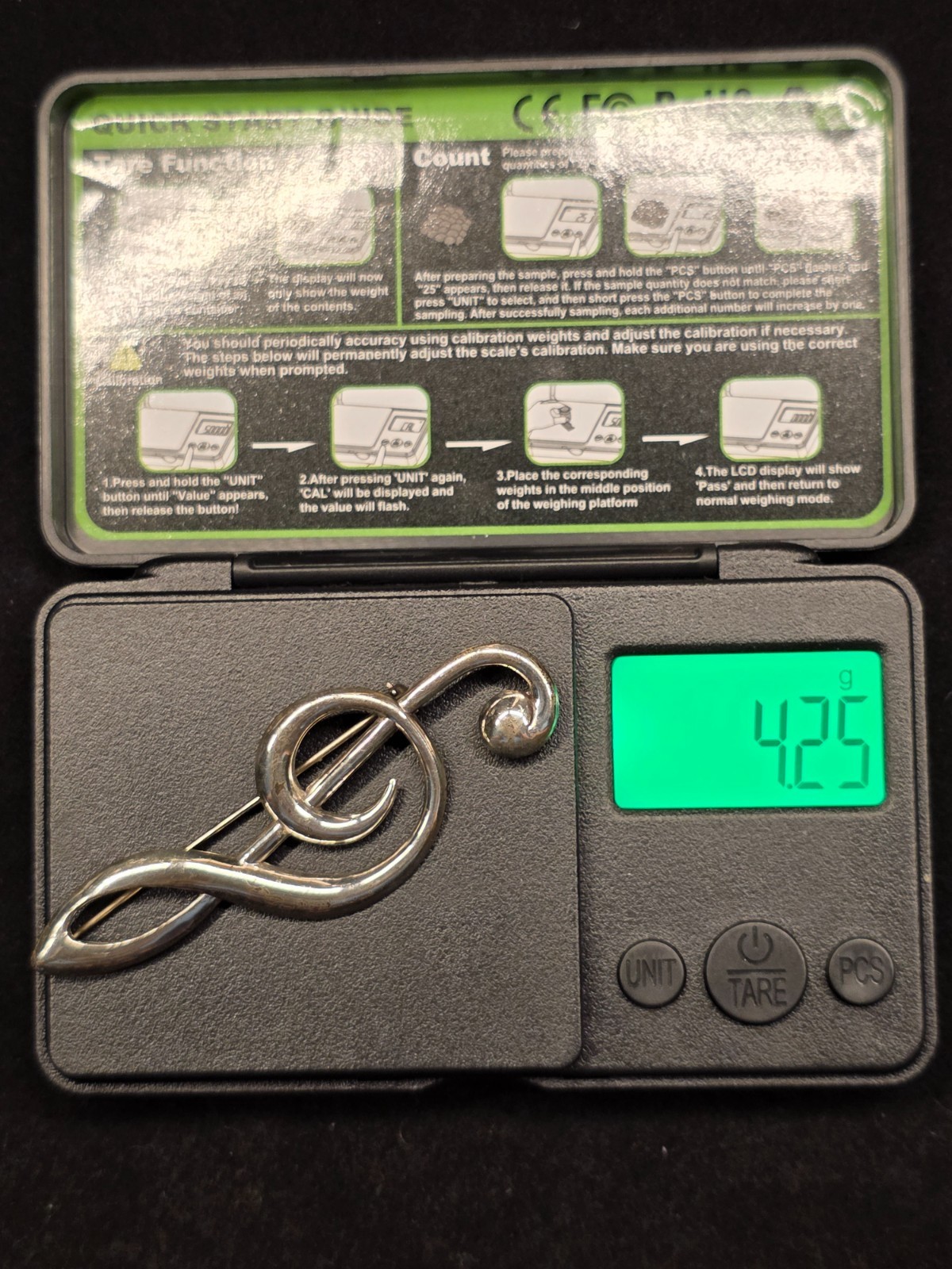 Sterling Silver G Clef Pin – 4.25 grams