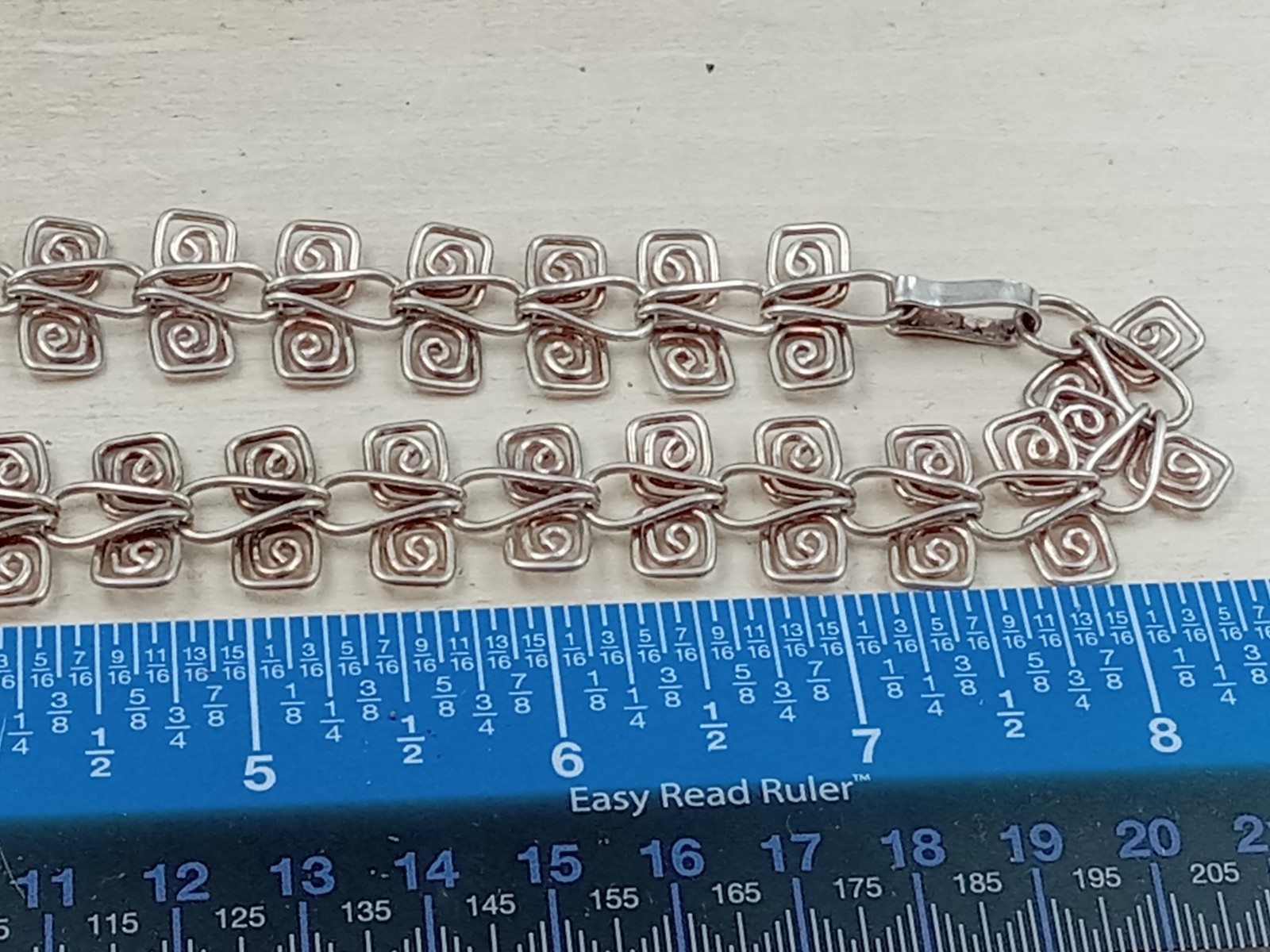 16.5″ Artisan Greek key Design Sterling Silver Necklace w. Hook Clasp – 40 grams