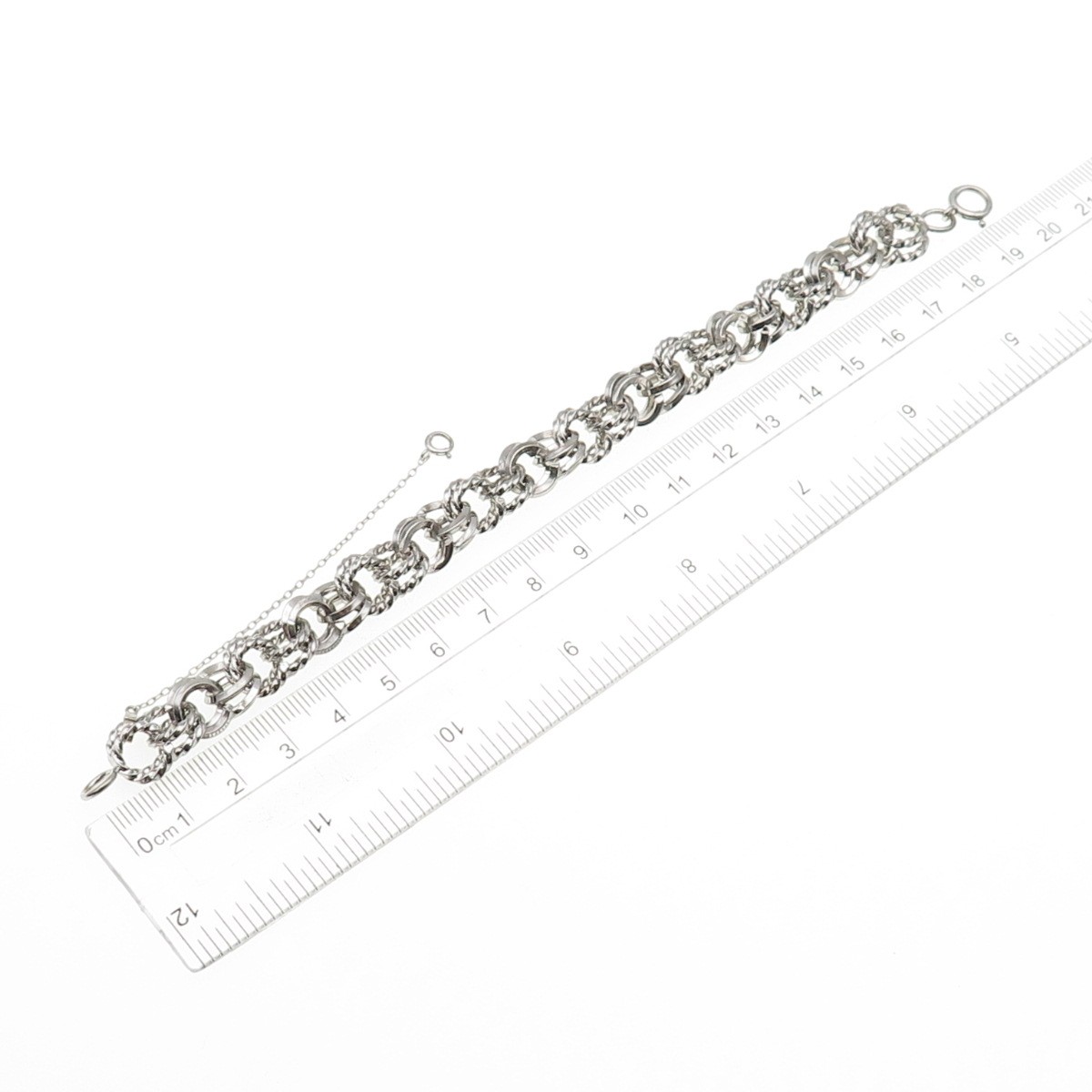 1/20 12K White Gold Filled Antique Art Deco Double Rolo Link Bracelet 6.75″