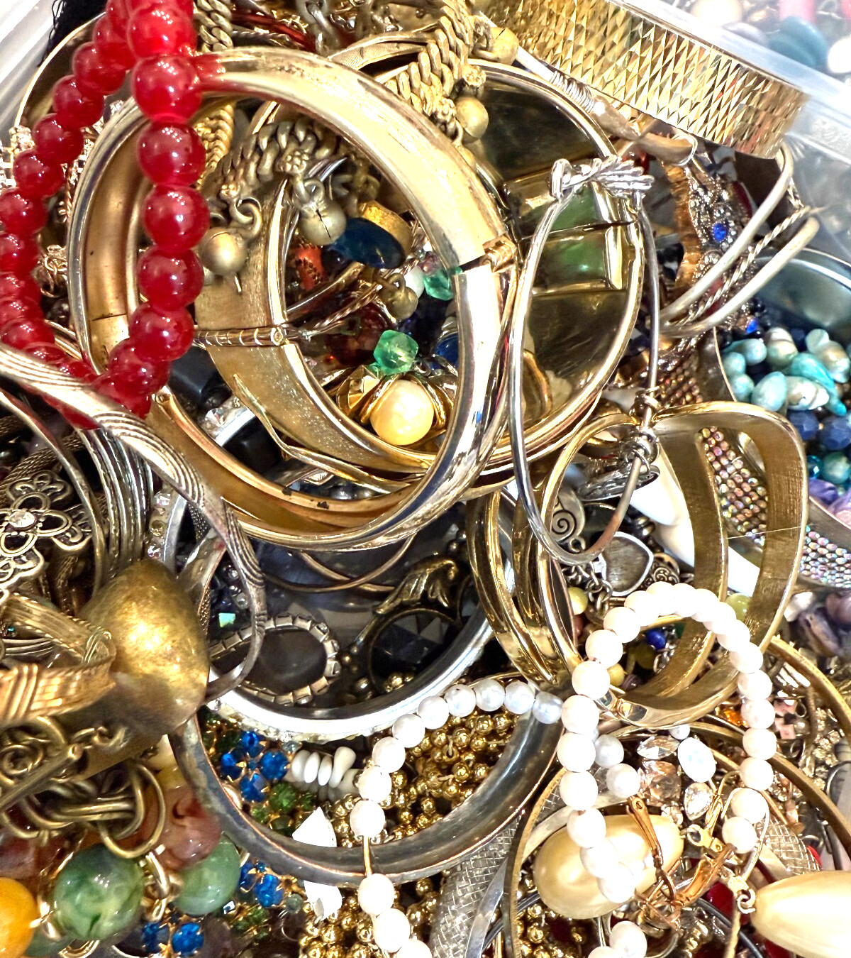 1 -2 LB LOT Of Used Costume Jewelry Vintage to Modern Wearable 15-20 Pieces