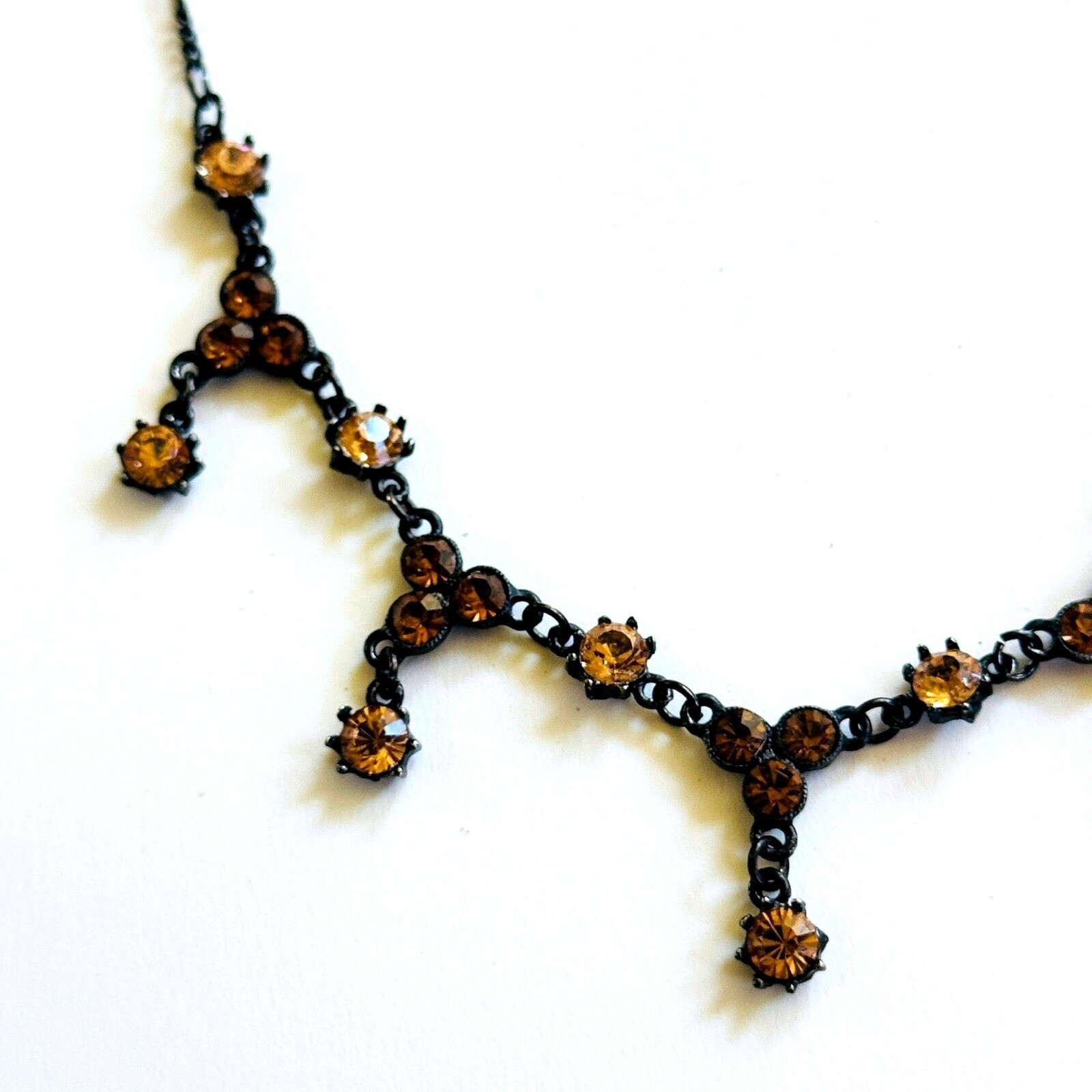VTG Regal Austrian Crystal USA Necklace jeweled rhinestone Goth Victorian style