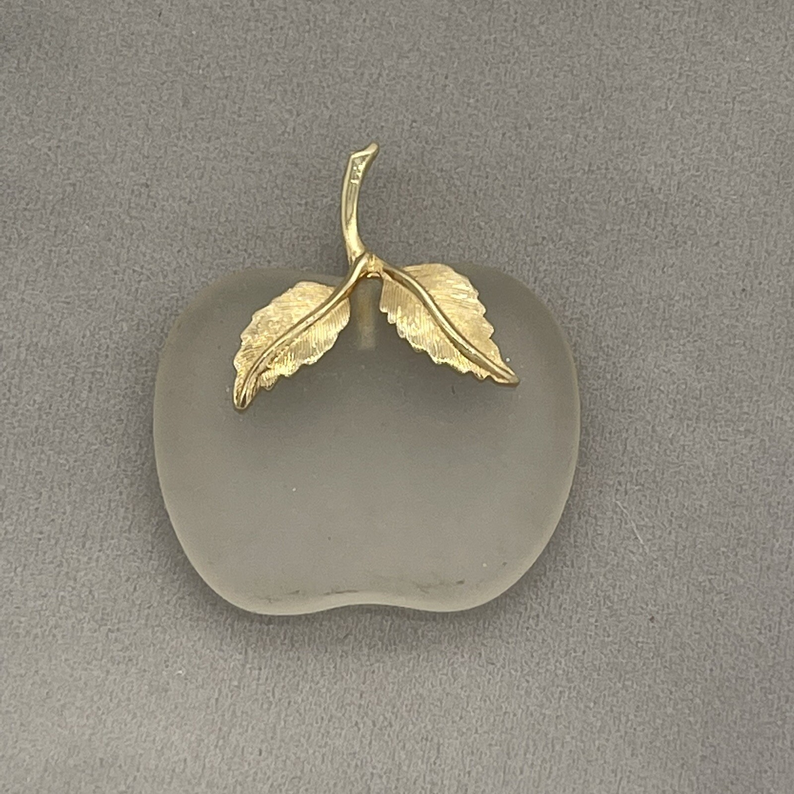 Vintage Avon Frosted Glass Gold Tone Apple Necklace Pendant Only Teacher Gift