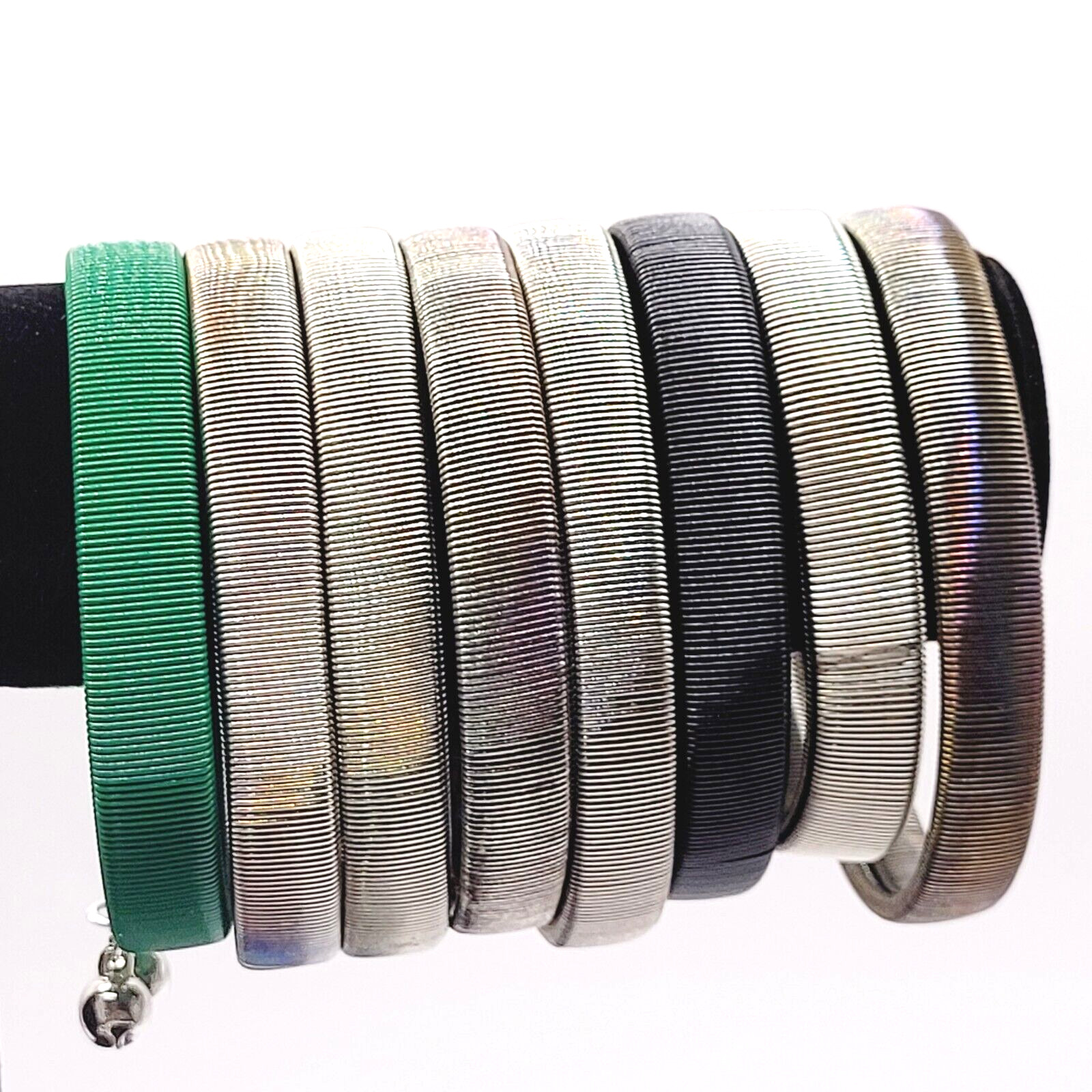 8 Slinky Stretch Coil Shirt Garter Band Style Vintage Bracelet Costume Jewelry